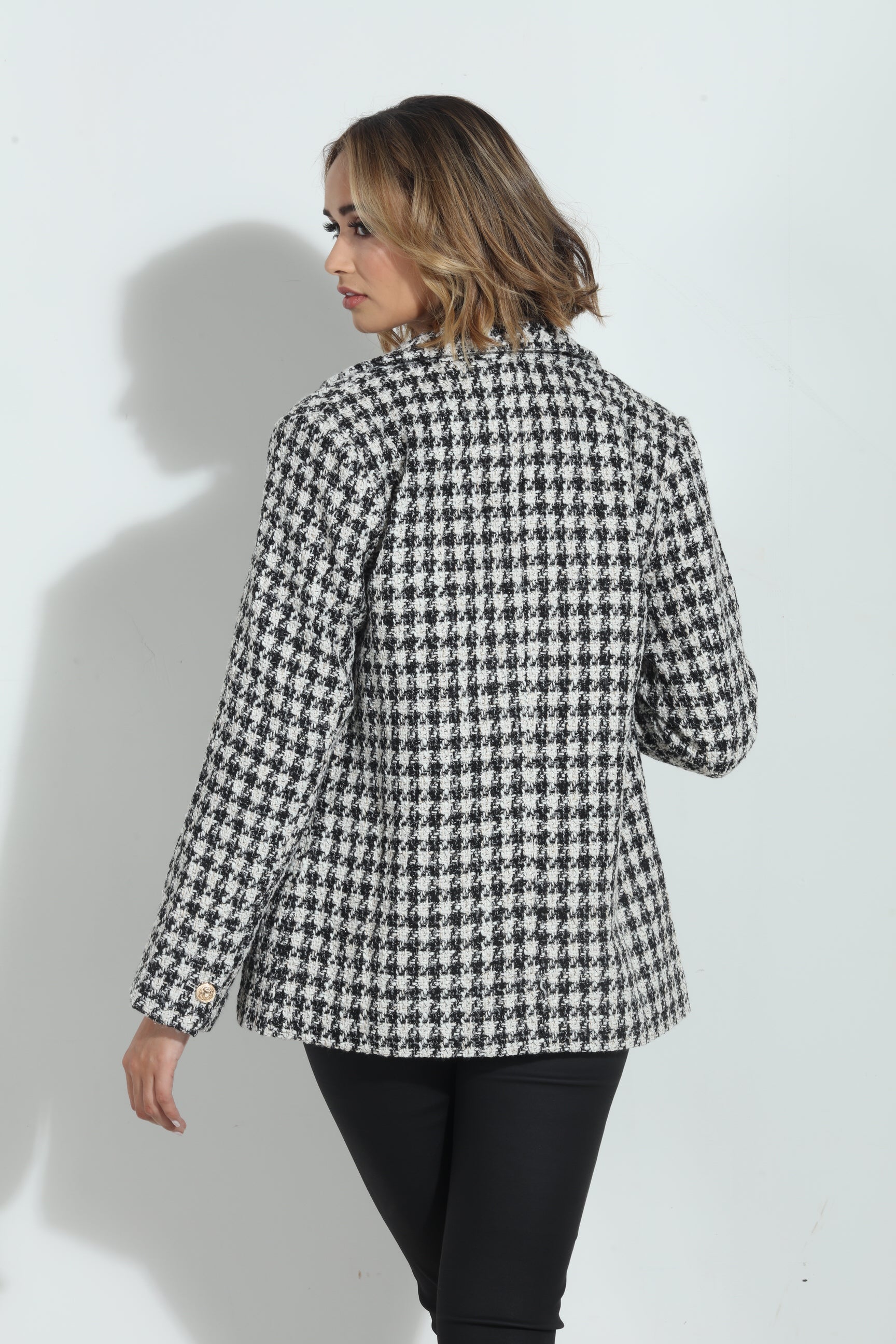 Mystree Houndstooth Double Breasted Jacket