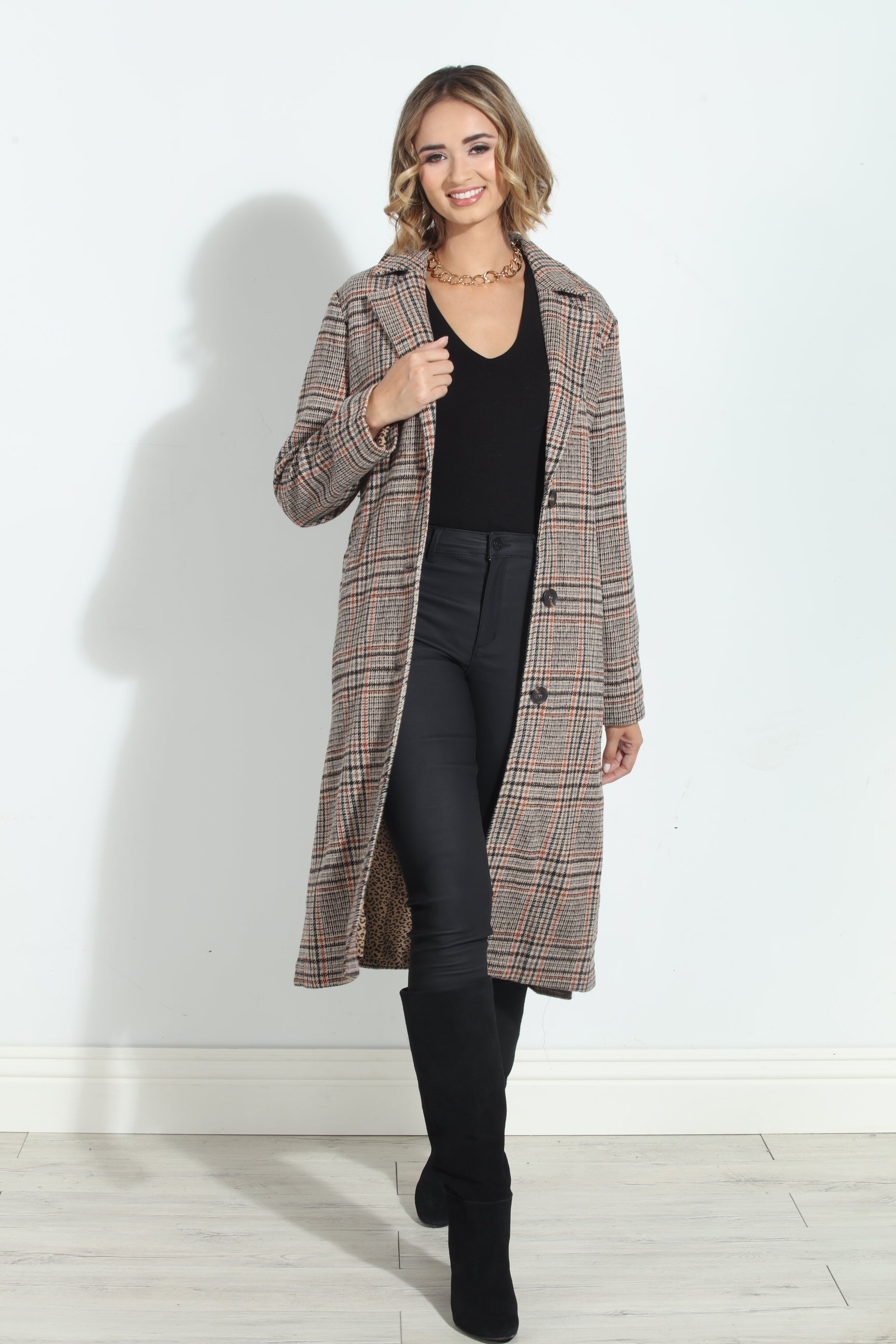 Mystree Long Plaid Coat