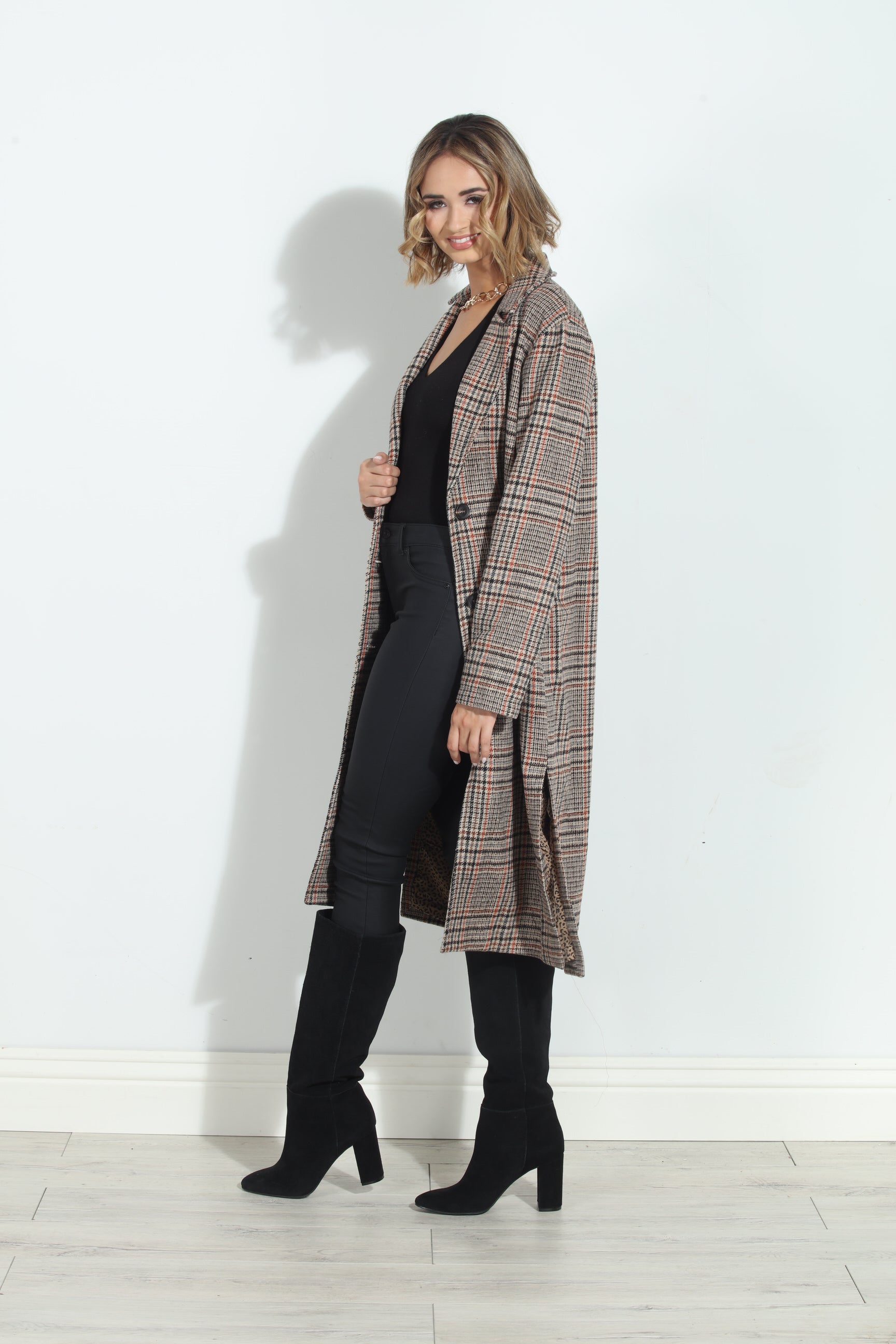 Mystree Long Plaid Coat