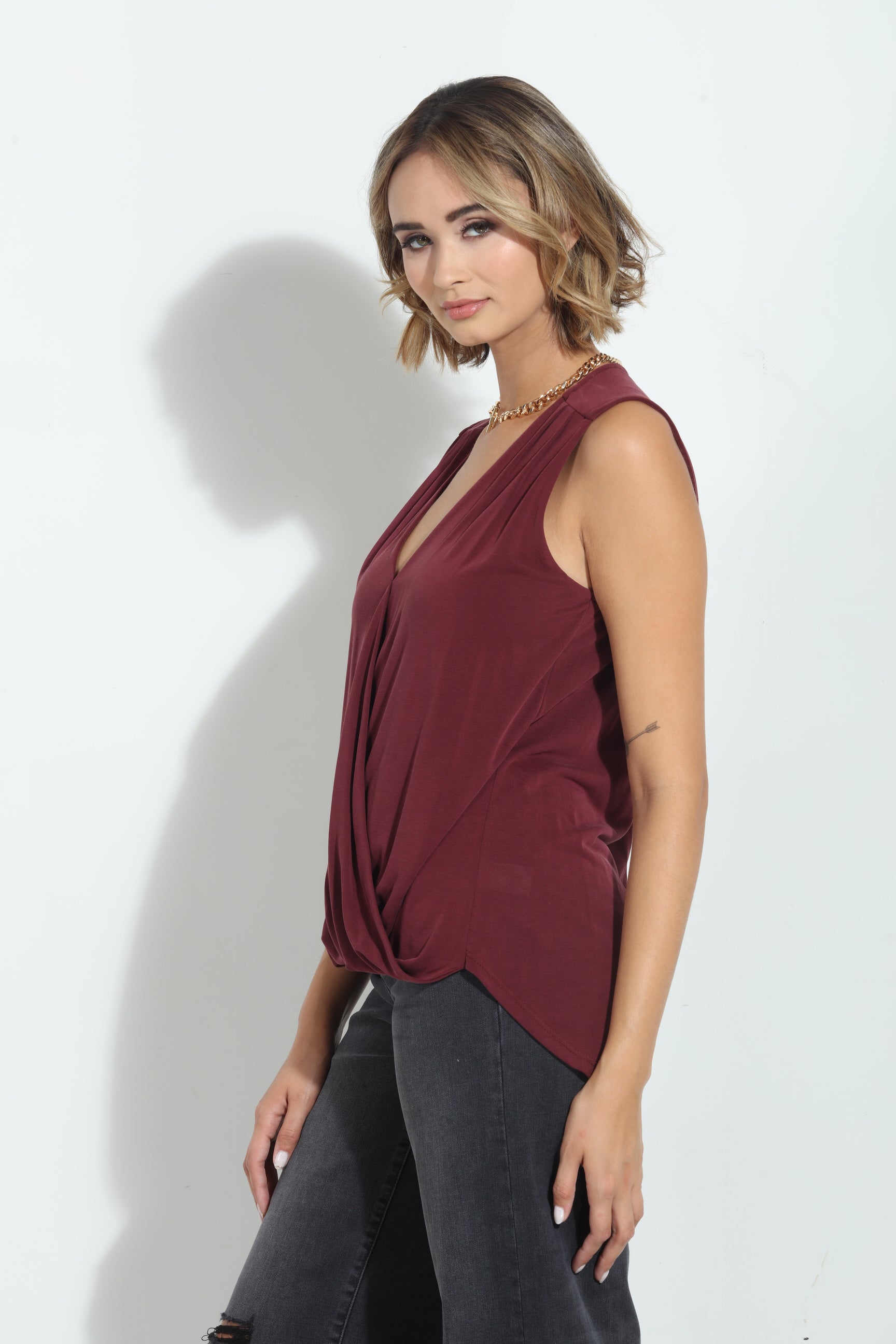 The Everyday Cupro Surplice Tank-Port- BEST SELLER