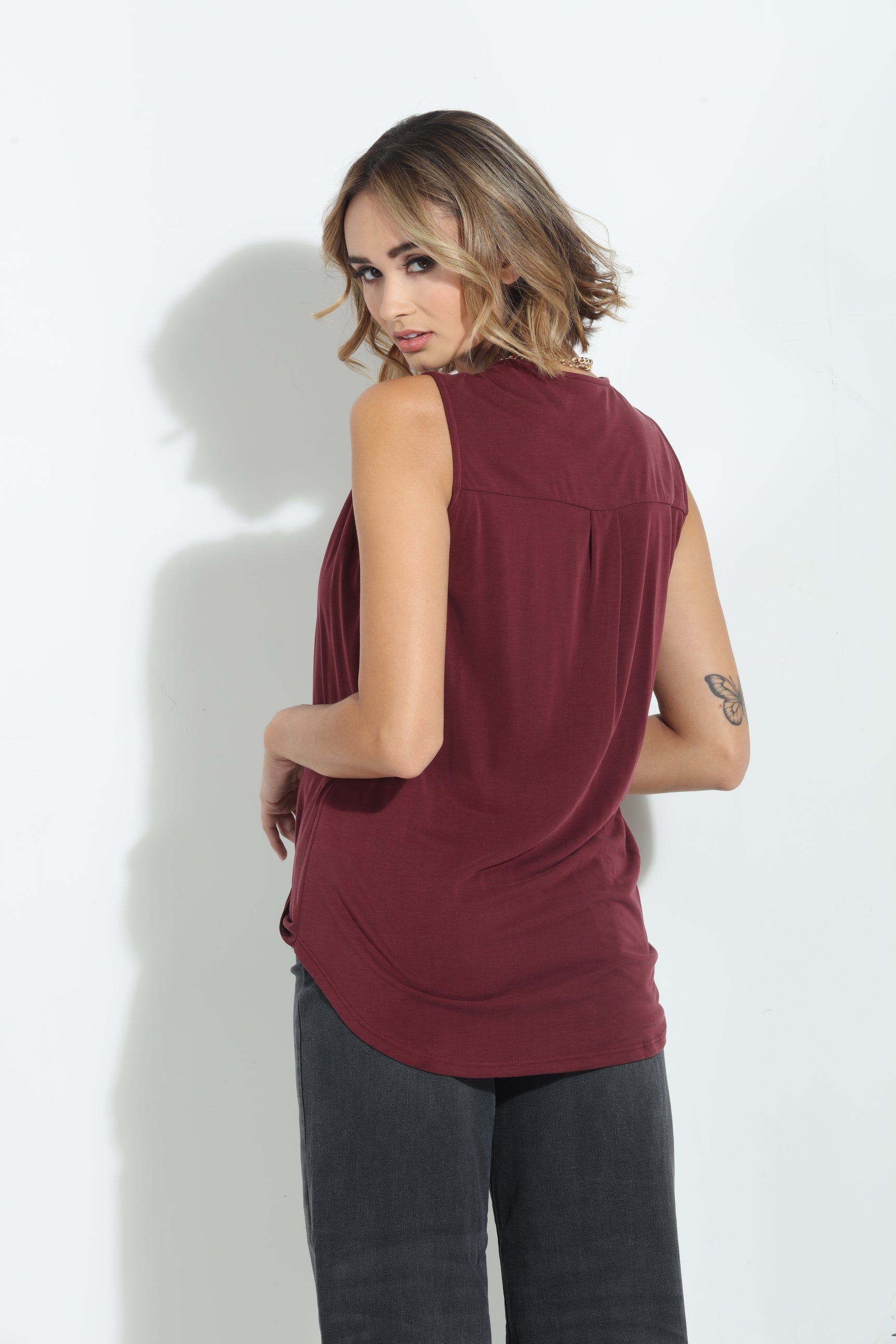 The Everyday Cupro Surplice Tank-Port- BEST SELLER