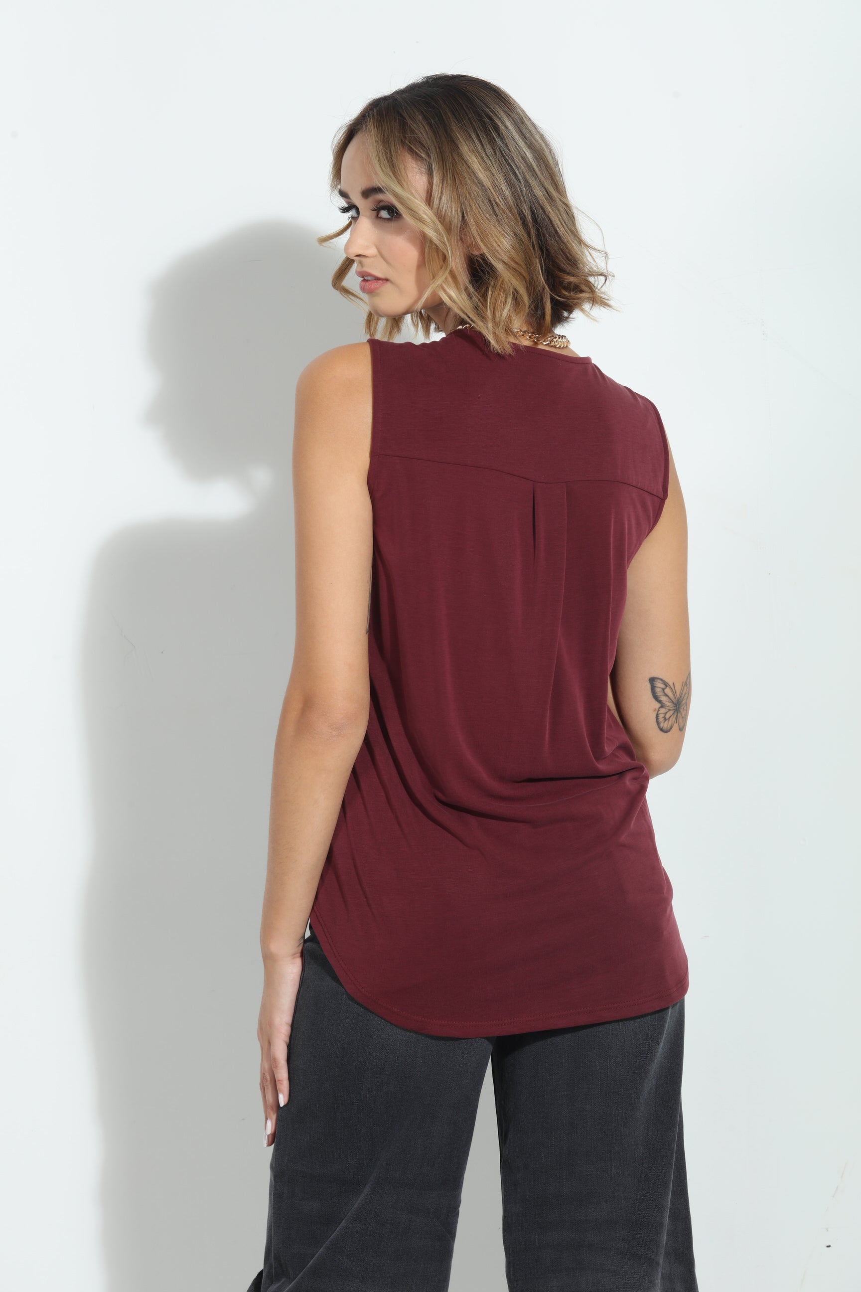 The Everyday Cupro Surplice Tank-Port- BEST SELLER