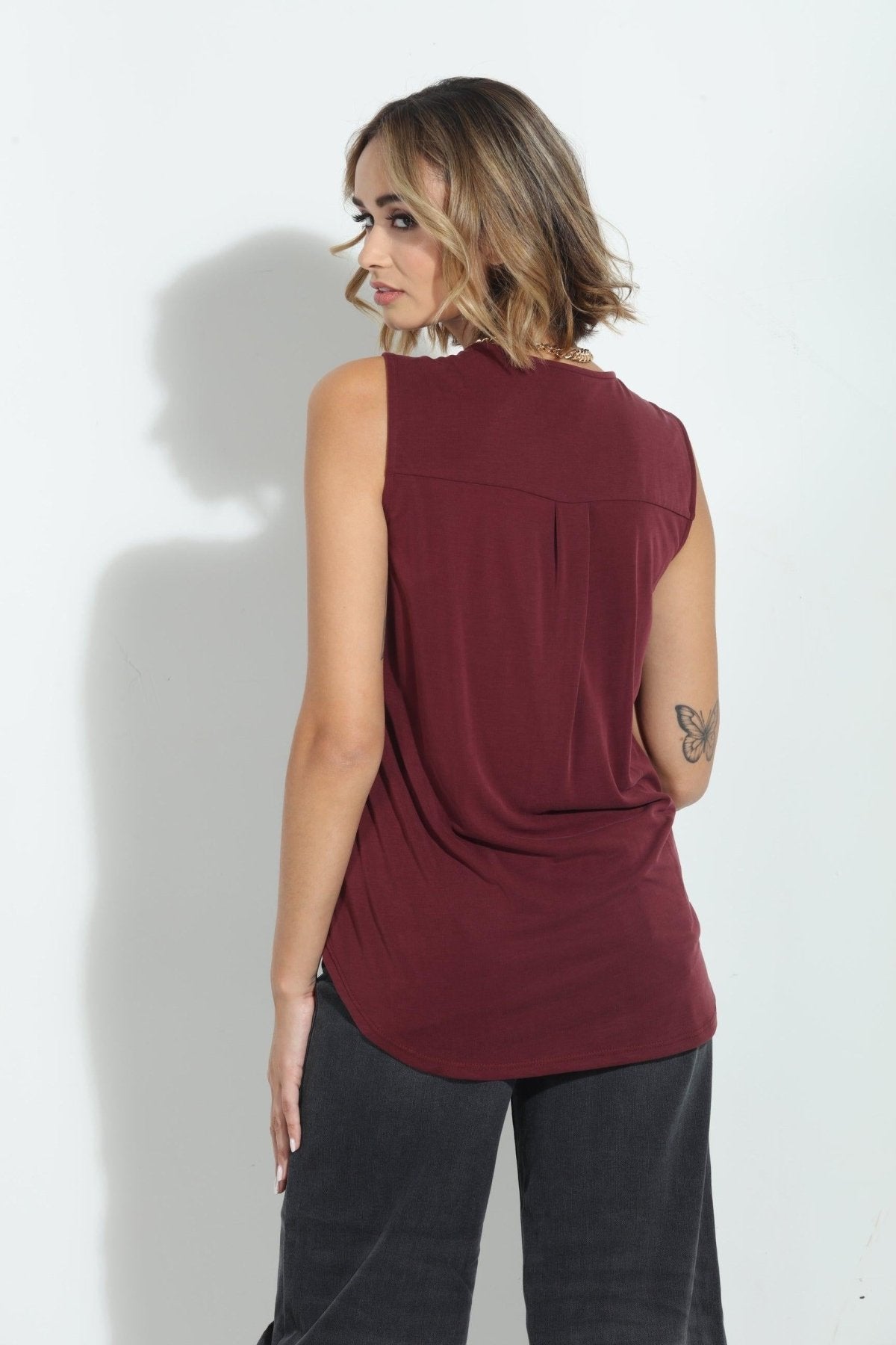The Everyday Cupro Surplice Tank - Port