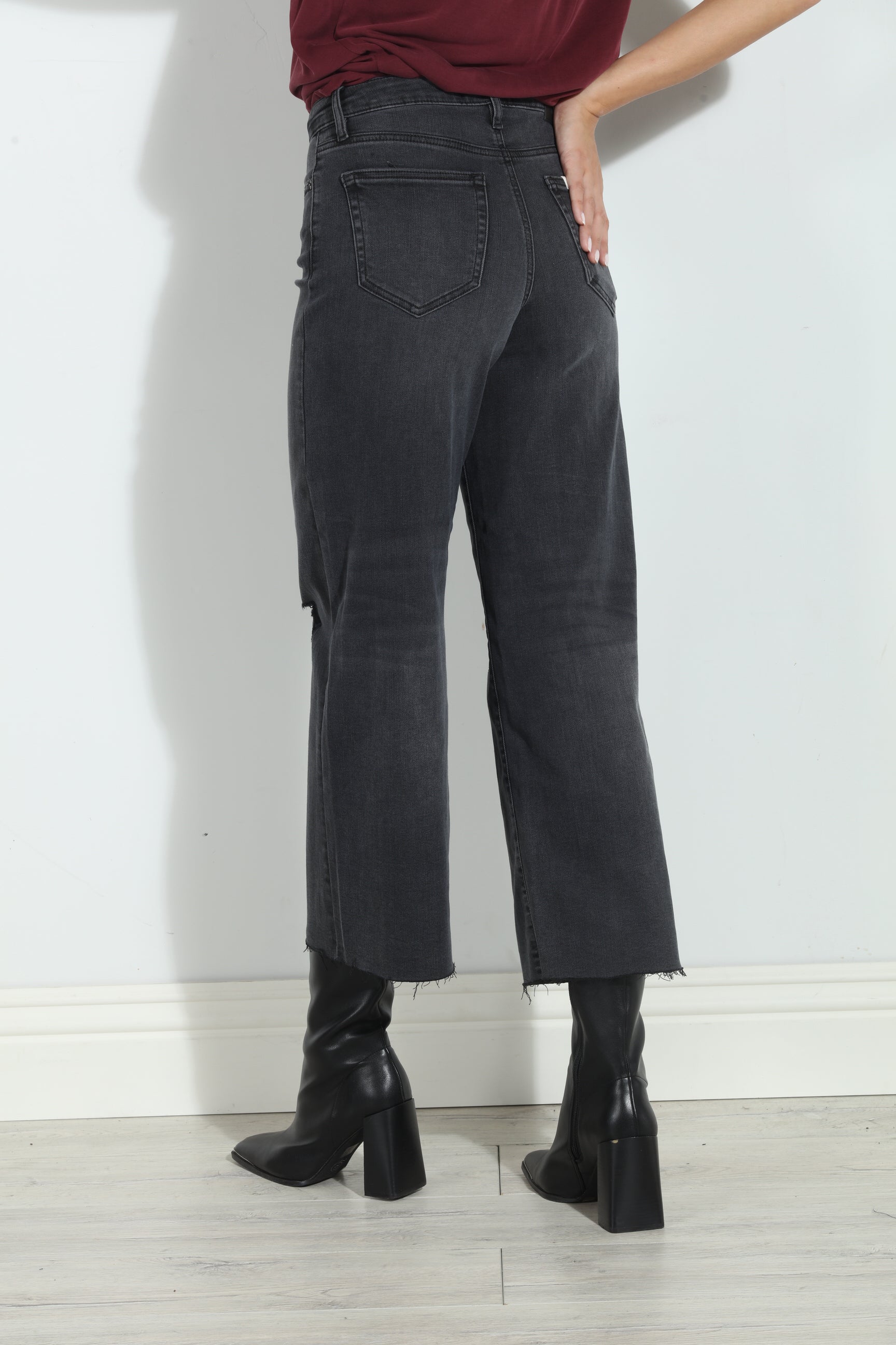 Hidden Jeans Nori Cropped Wide Leg- Charcoal