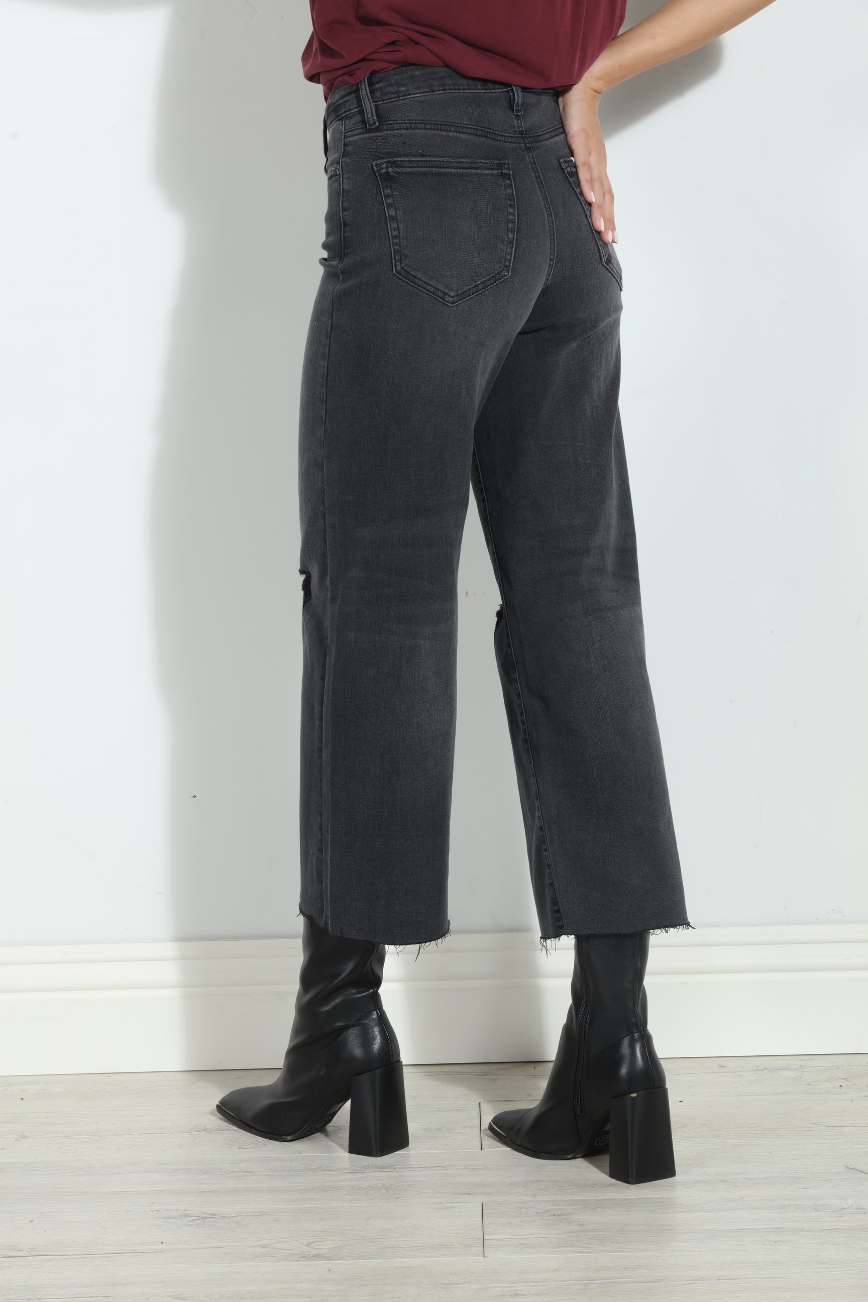 Hidden Jeans Nori Cropped Wide Leg- Charcoal