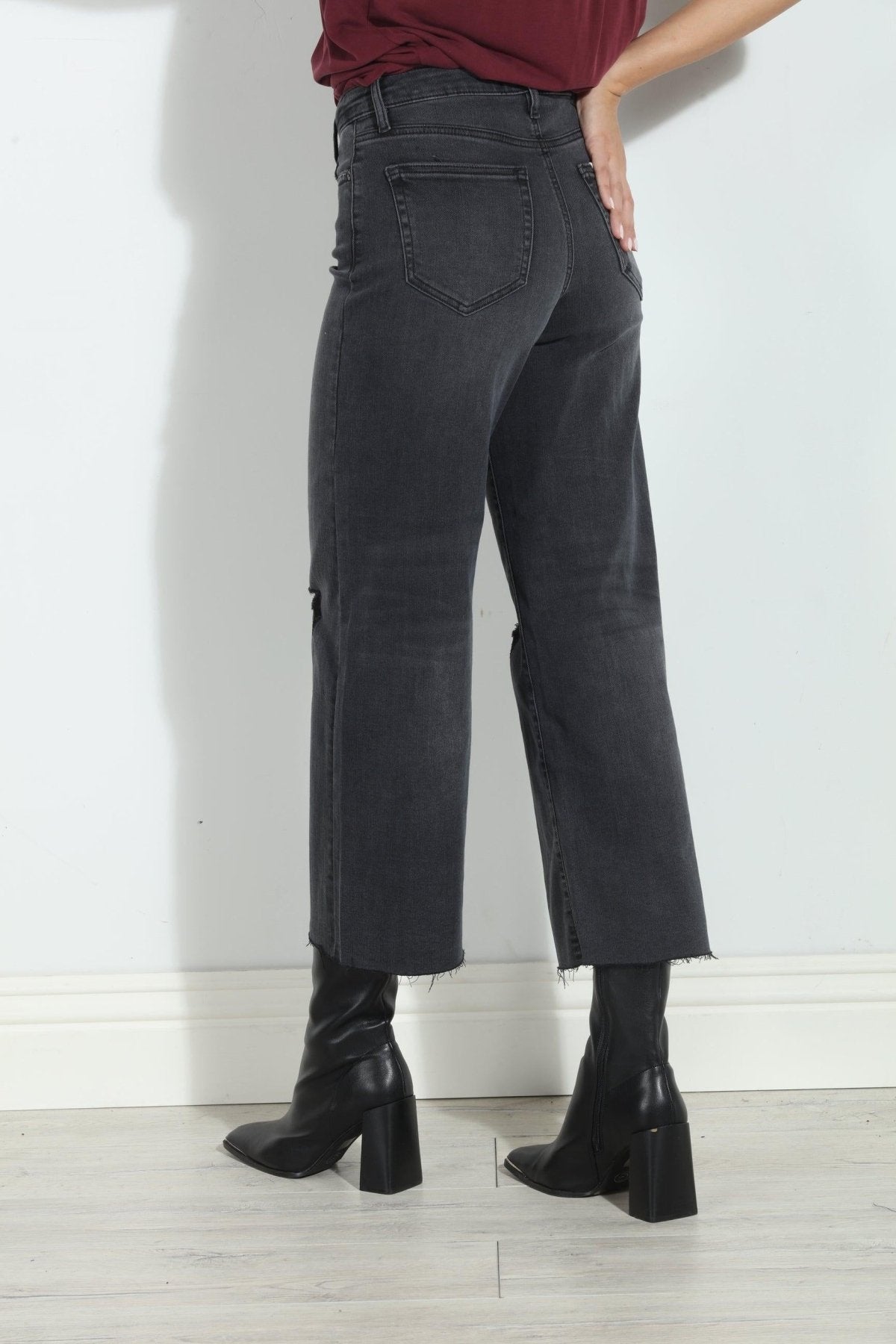 Hidden Jeans Nori Cropped Wide Leg- Charcoal- FINAL SALE