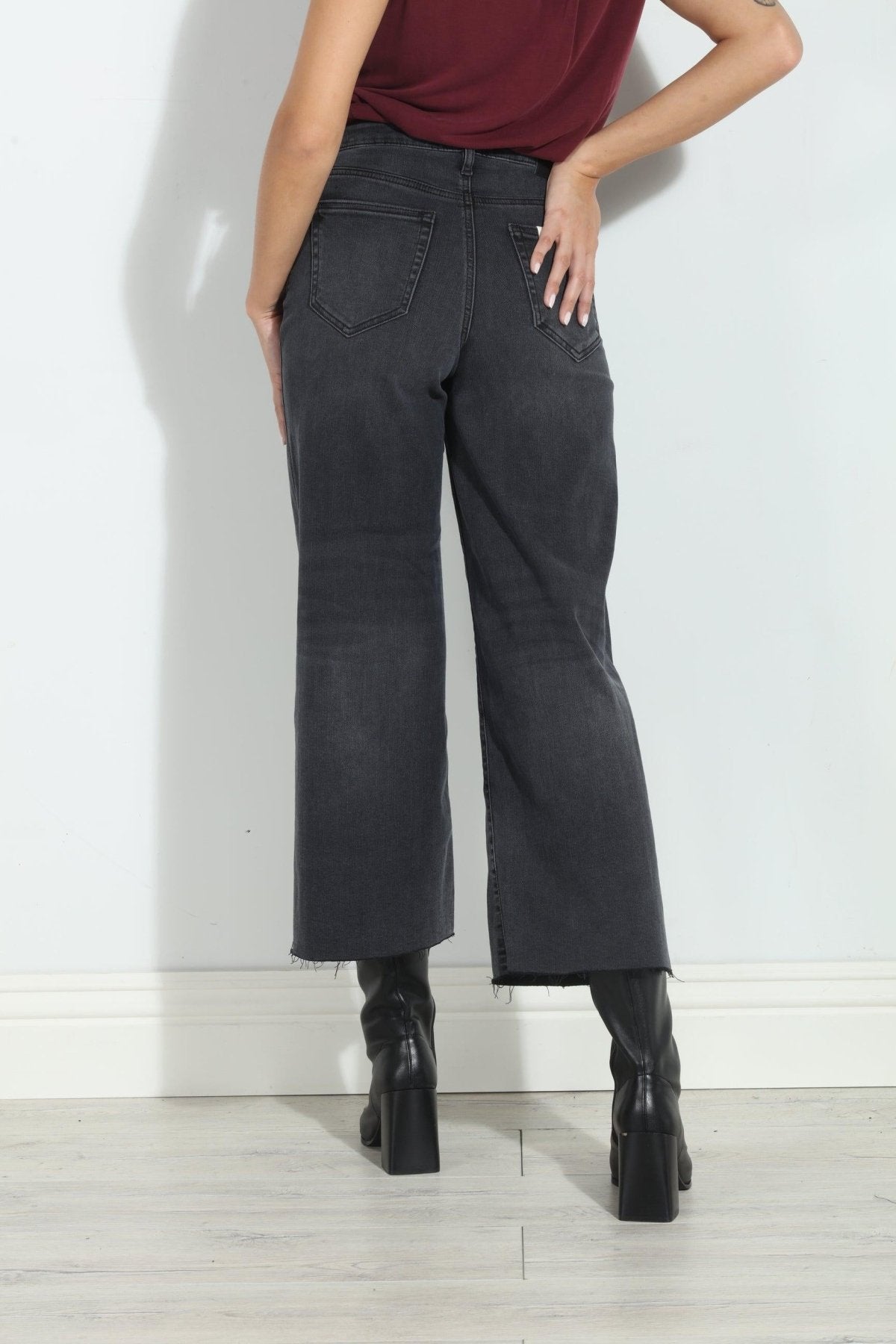 Hidden Jeans Nori Cropped Wide Leg- Charcoal- FINAL SALE