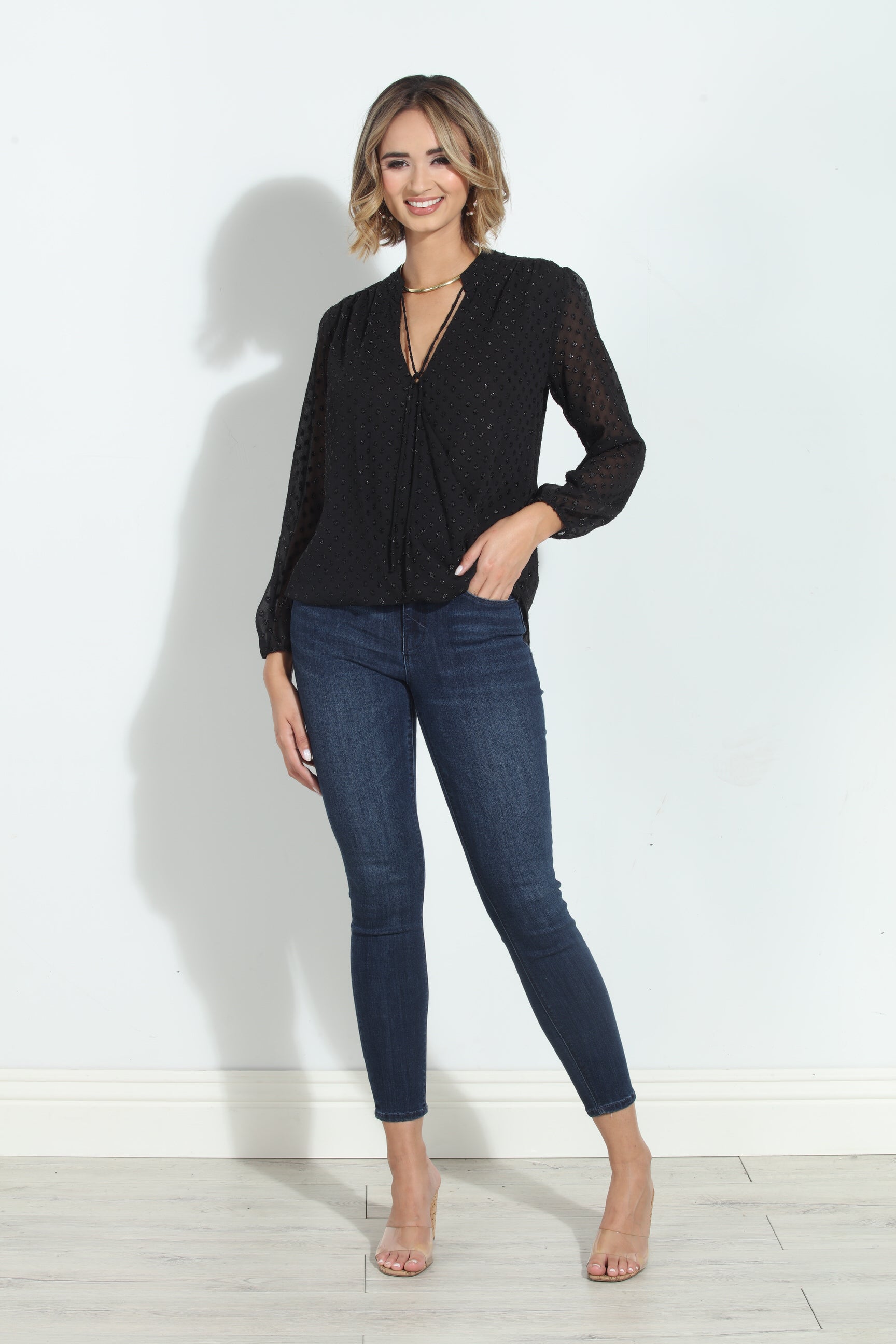 Mya Dot Surplice Blouse-BEST SELLER