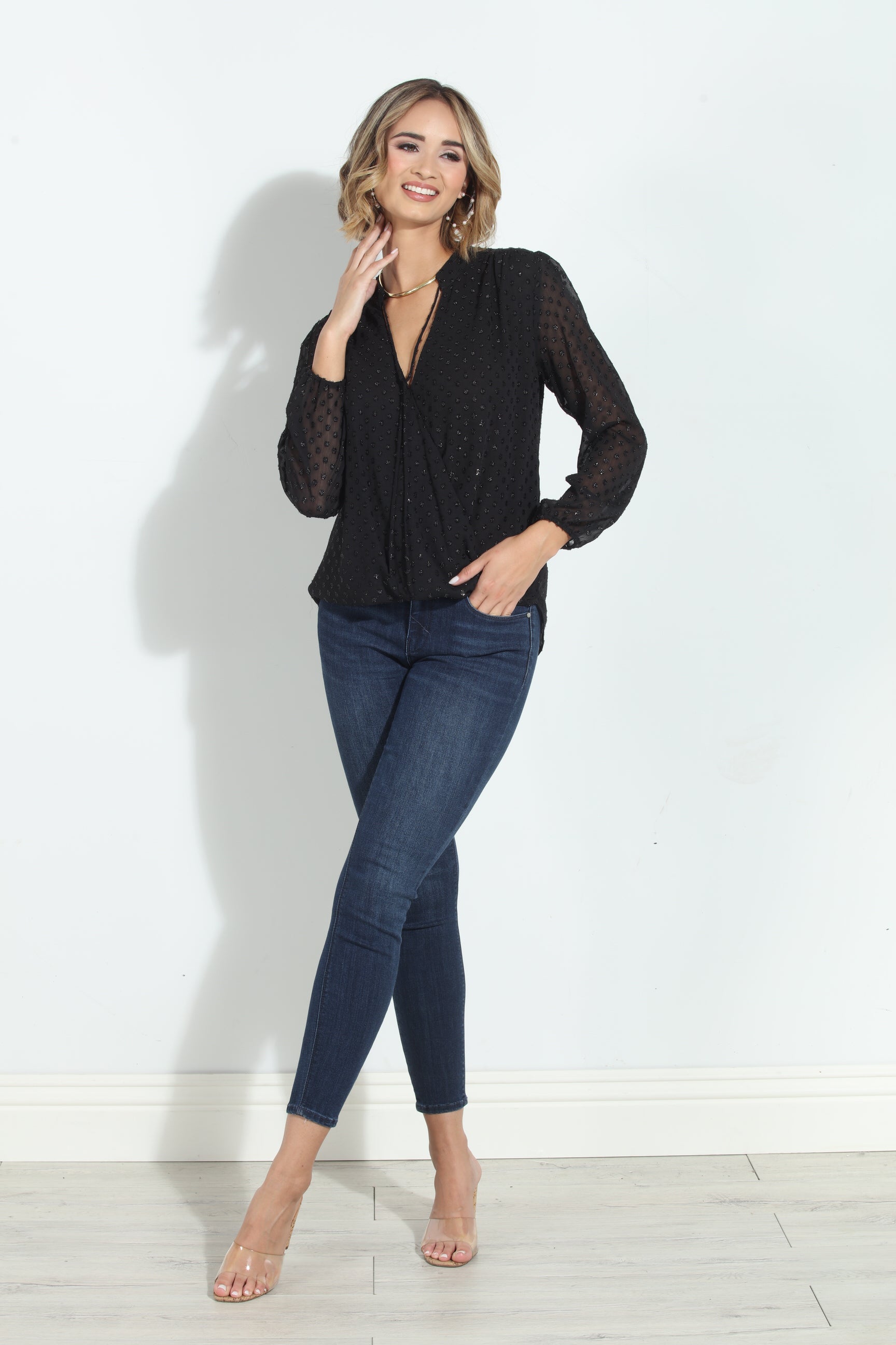 Mya Dot Surplice Blouse-BEST SELLER