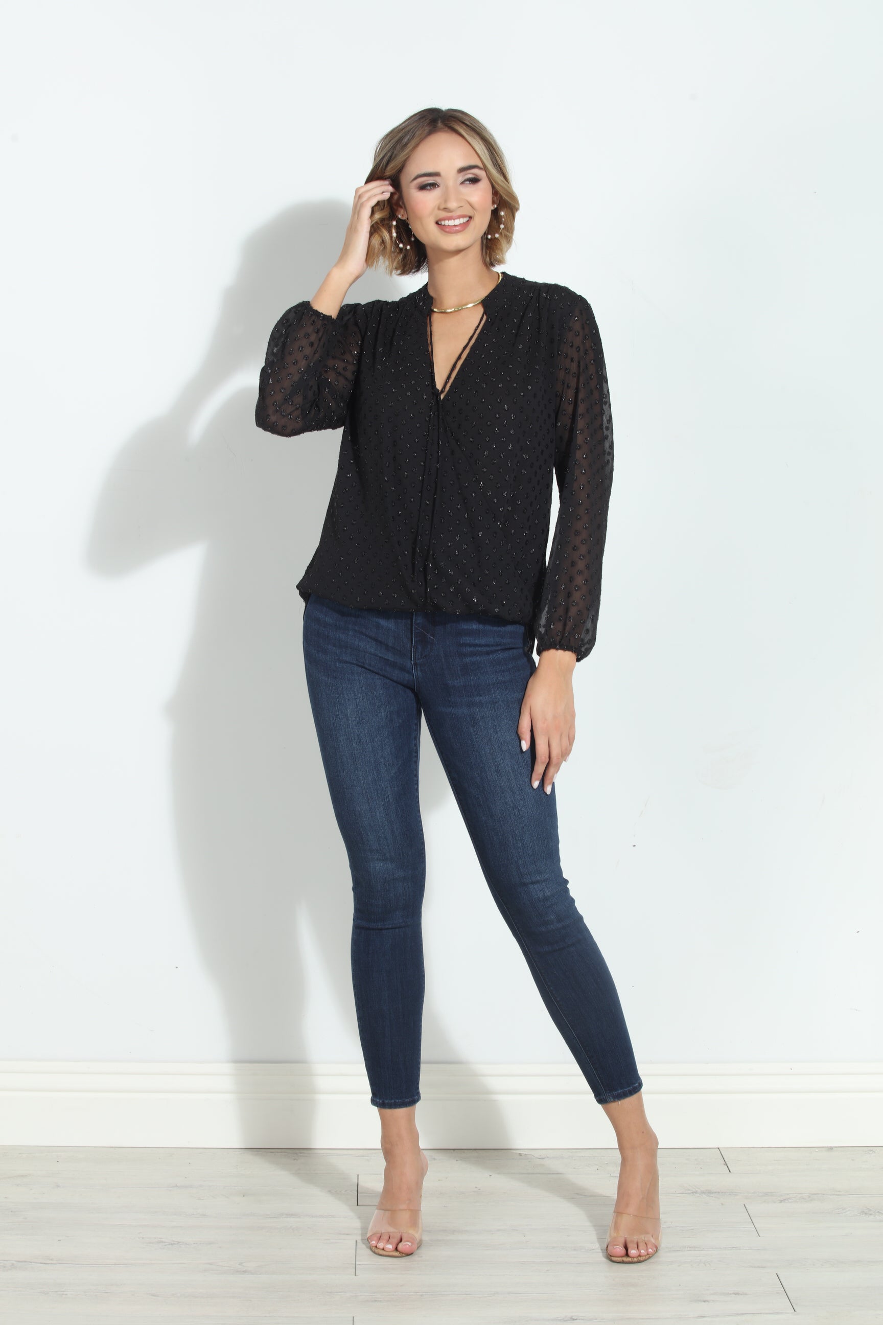 Mya Dot Surplice Blouse-BEST SELLER