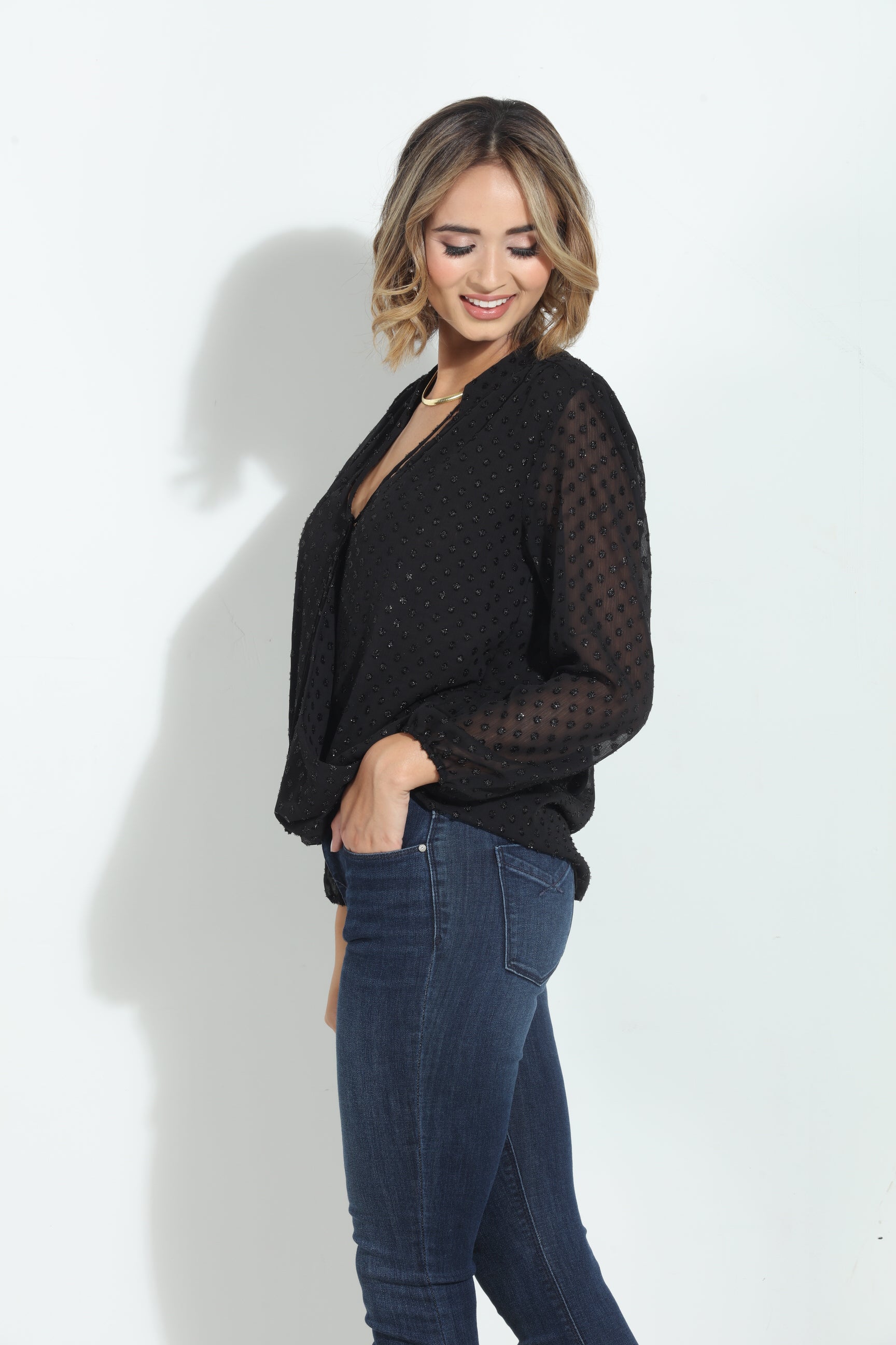 Mya Dot Surplice Blouse-BEST SELLER