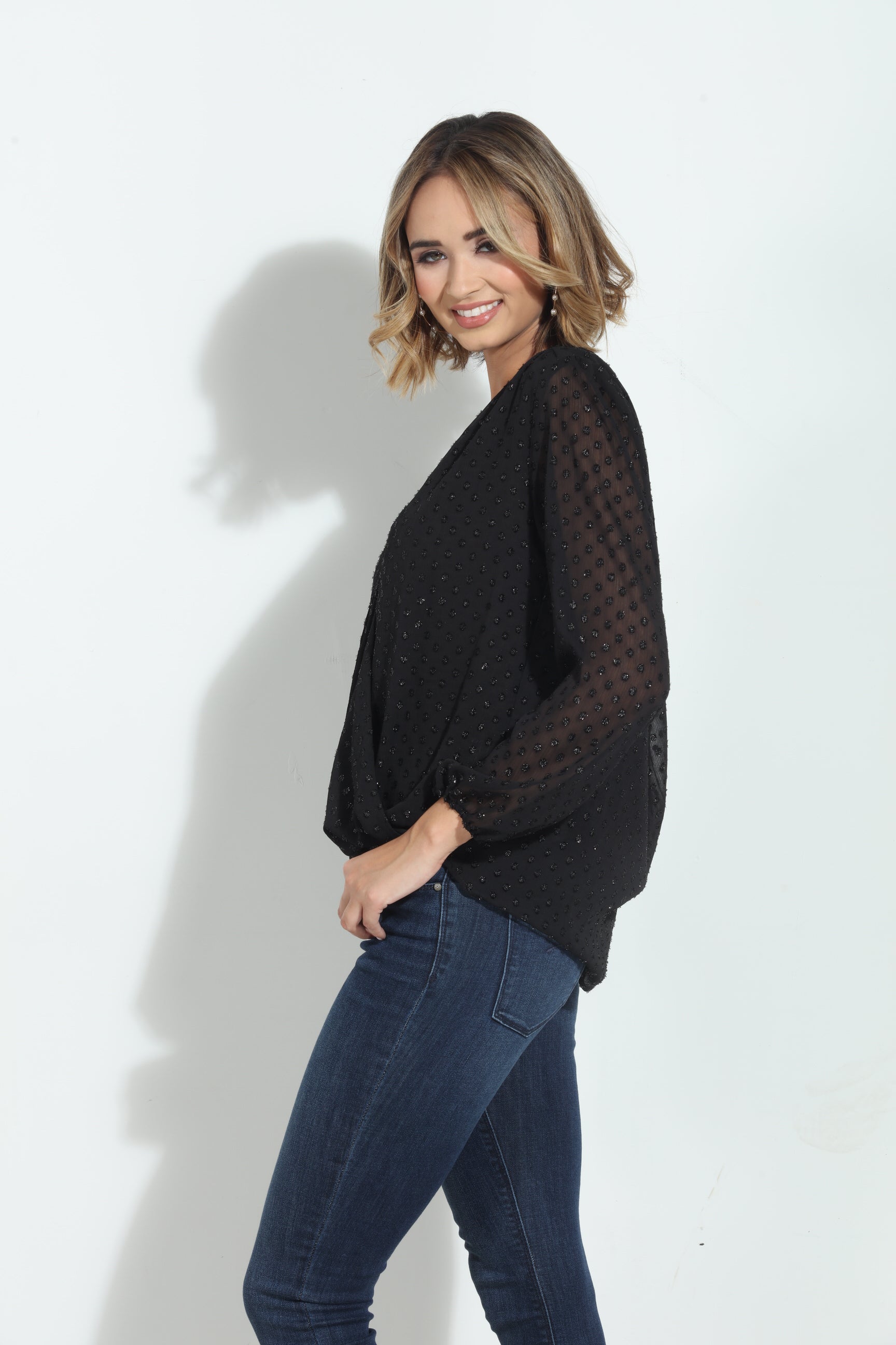 Mya Dot Surplice Top-BEST SELLER