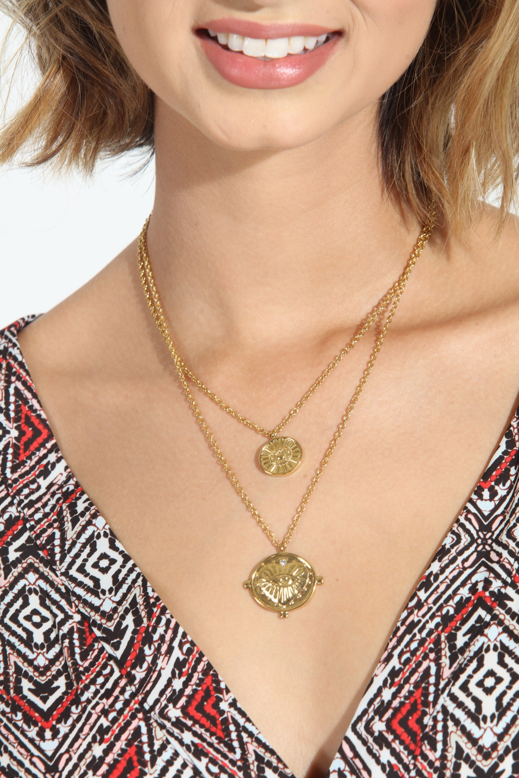 Gigi Double Coin Necklace - 18k Gold Plated