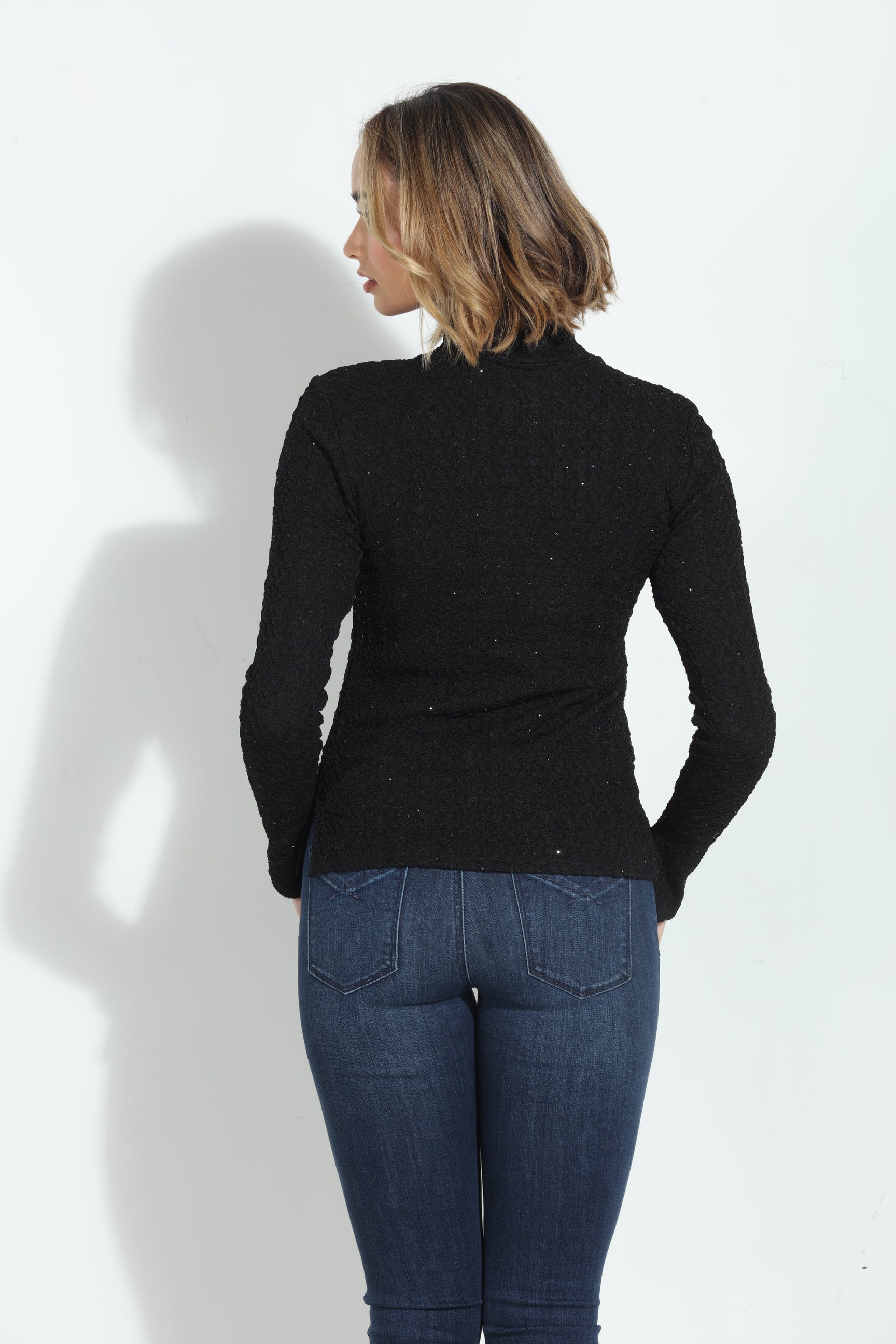 Fatima Sparkle Mock Neck Top