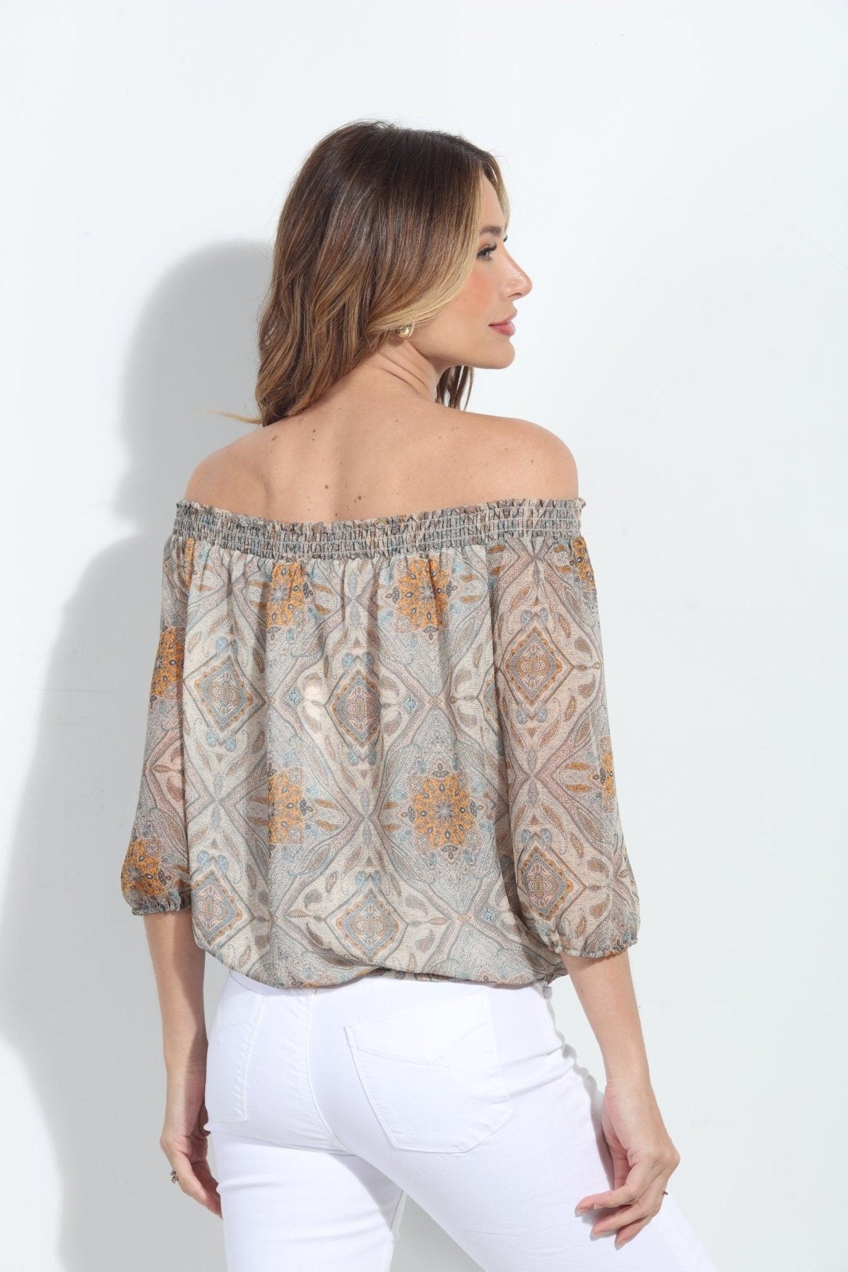 Bellah Smocked Chiffon Blouse-FINAL SALE