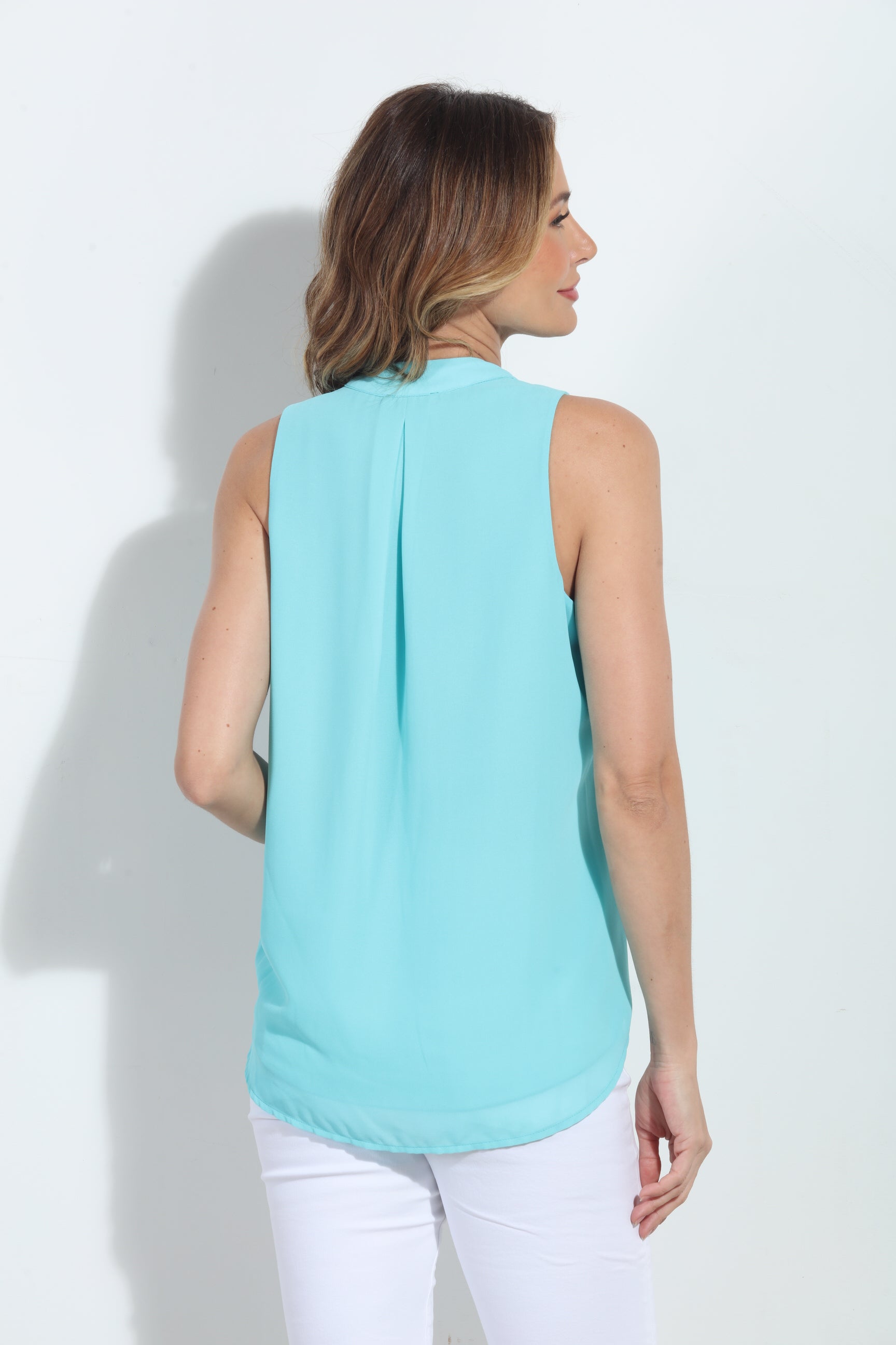 Aqua Sky Surplice Top with Tie