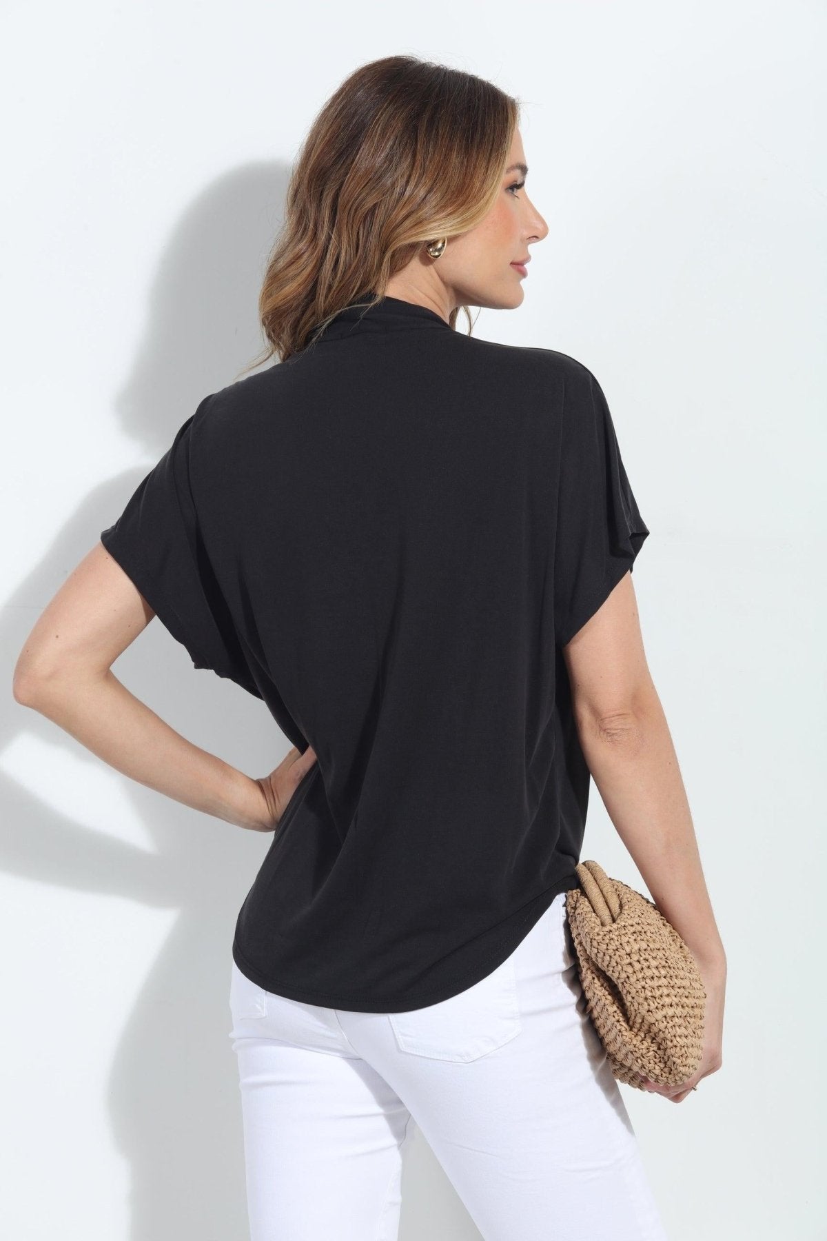 Black Cupro Surplice Tee-BEST SELLER