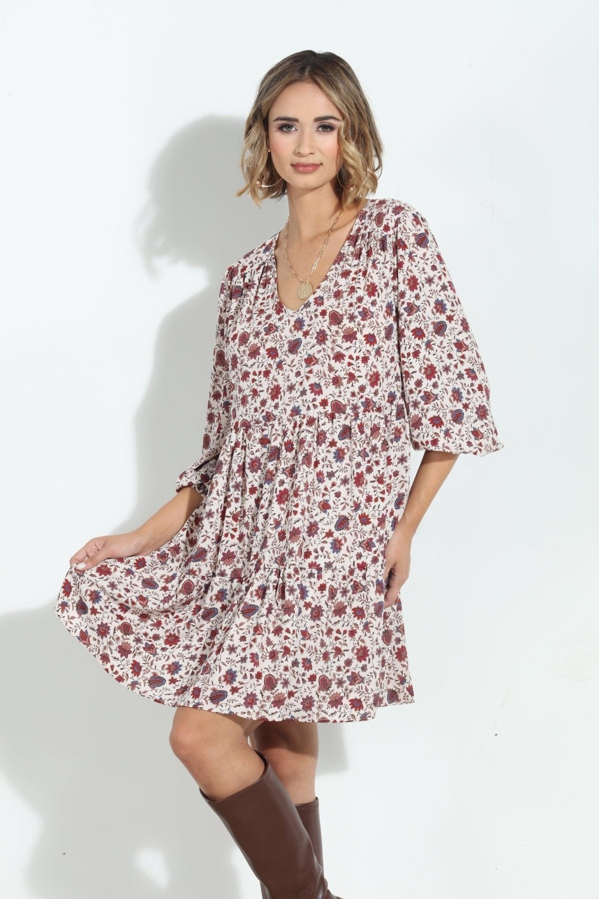 Fiori V Neck Tiered Dress - FINAL SALE