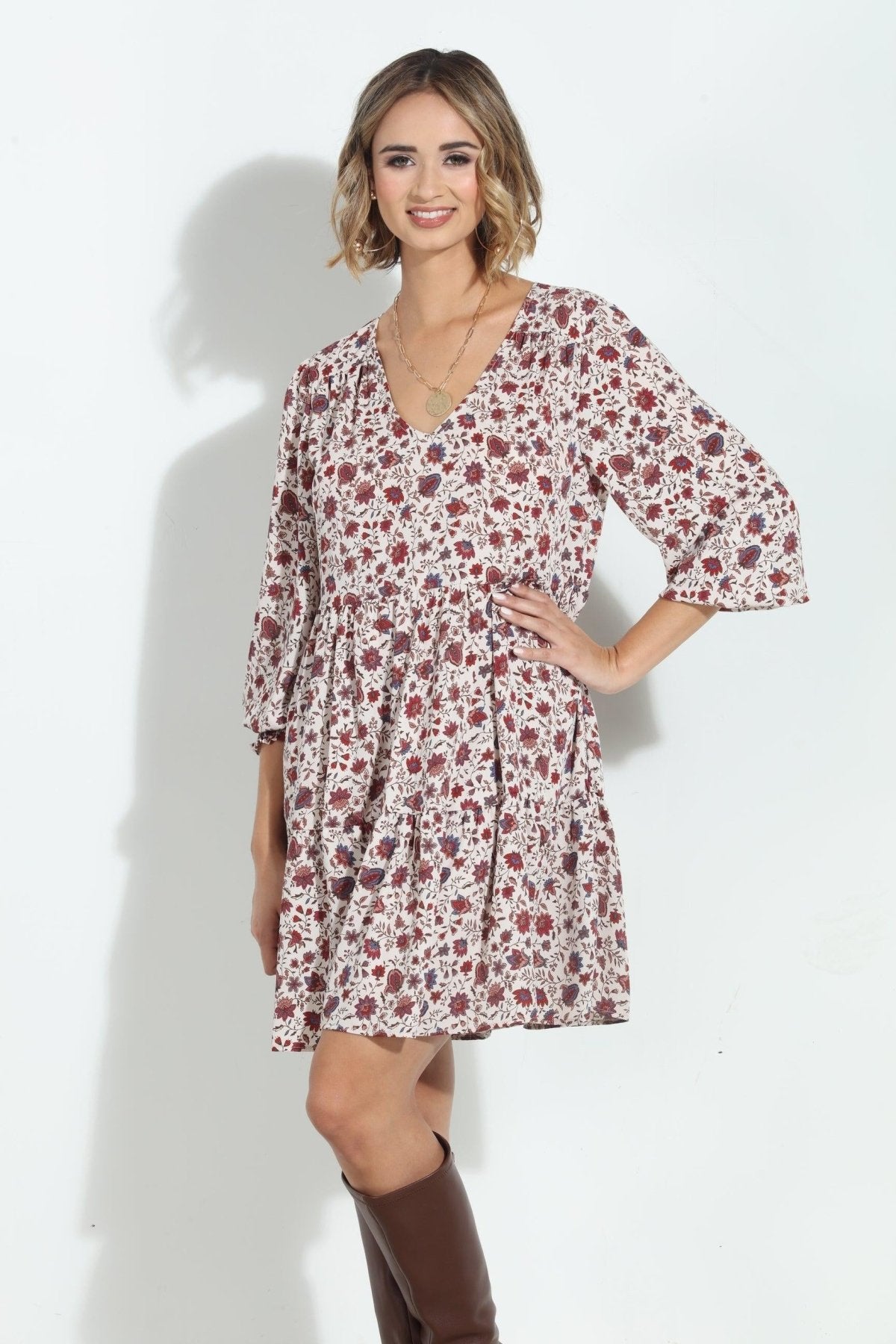 Fiori V Neck Tiered Dress - FINAL SALE