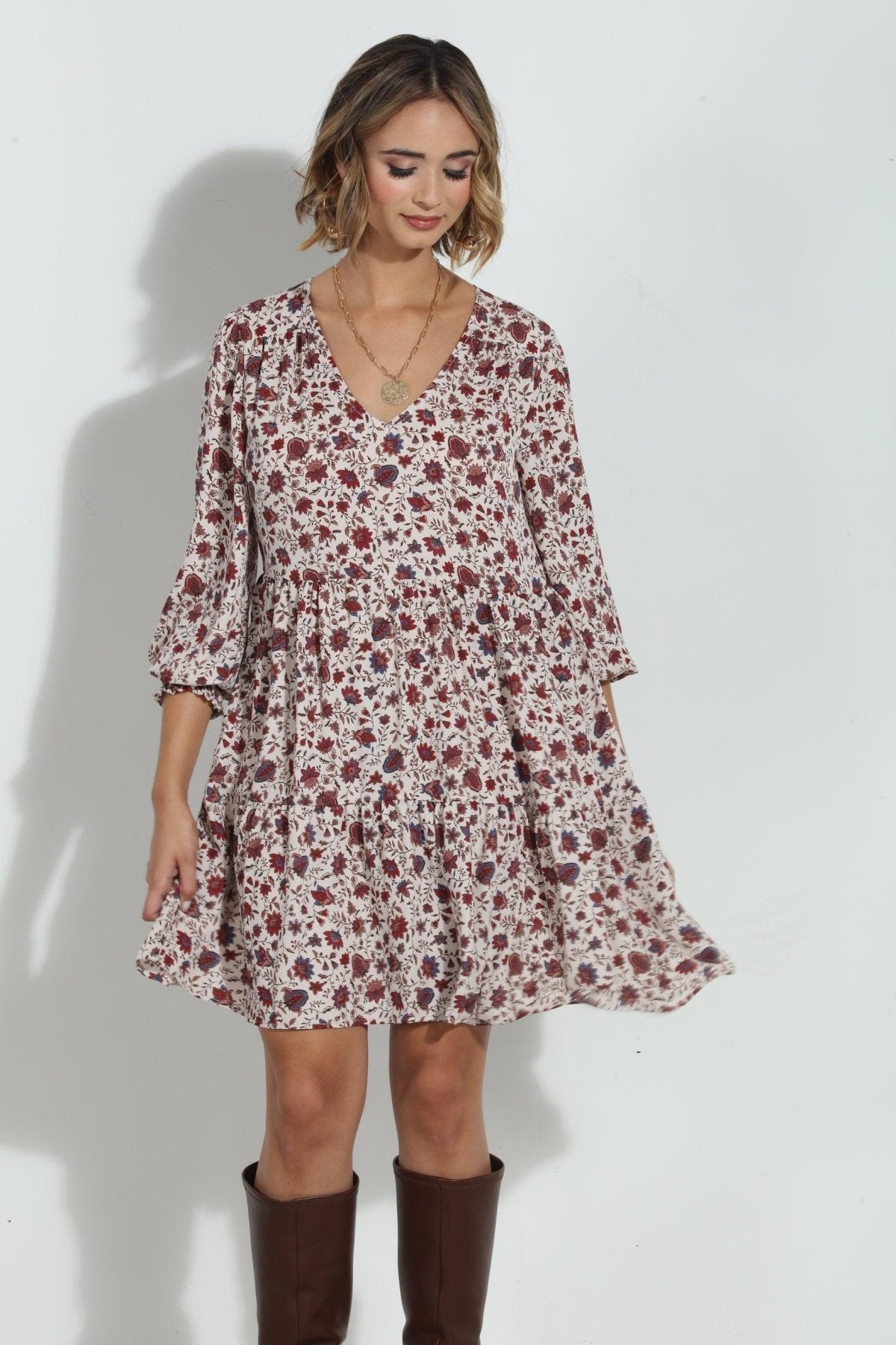 Fiori V Neck Tiered Dress - FINAL SALE