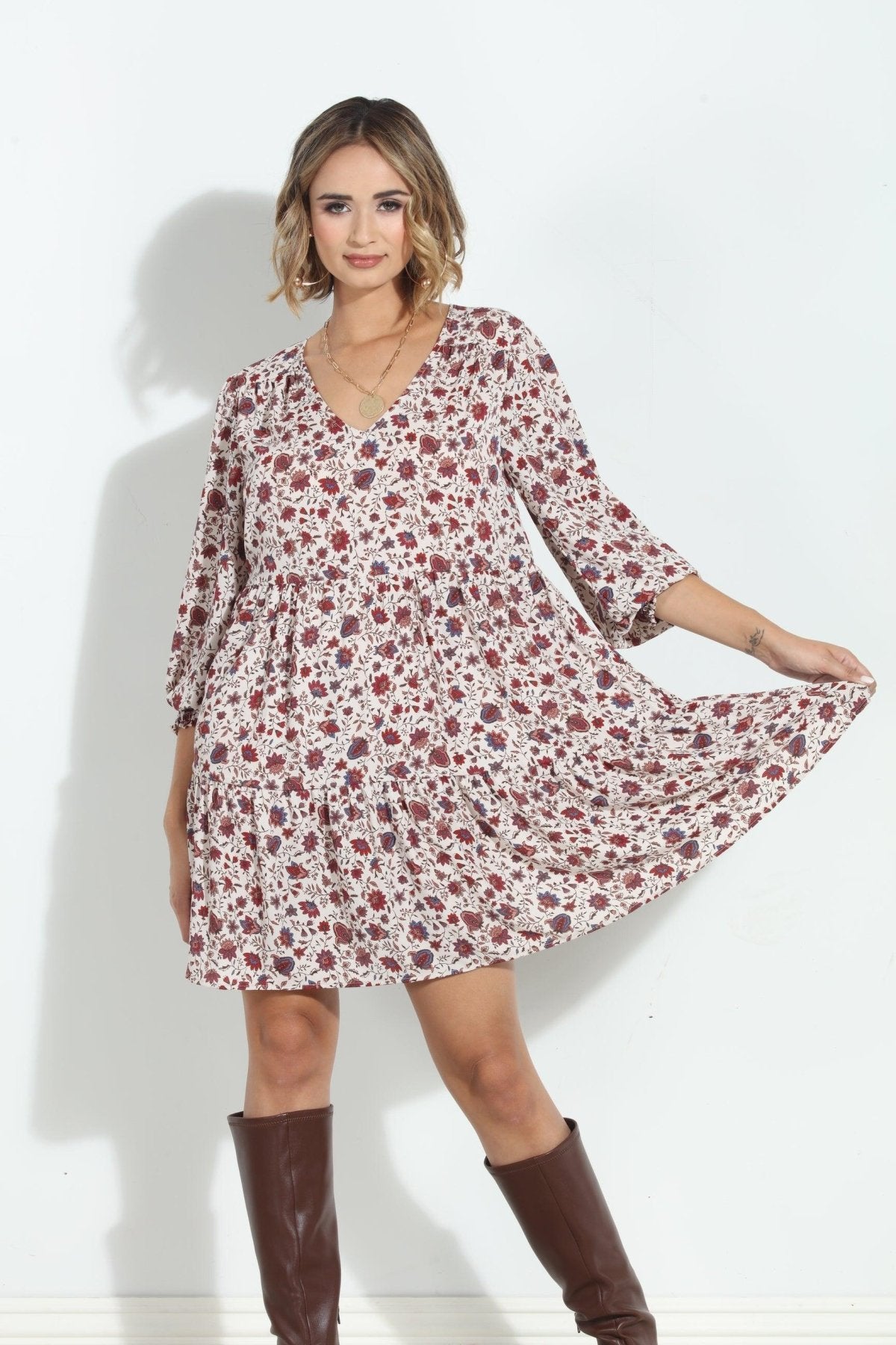 Fiori V Neck Tiered Dress - FINAL SALE