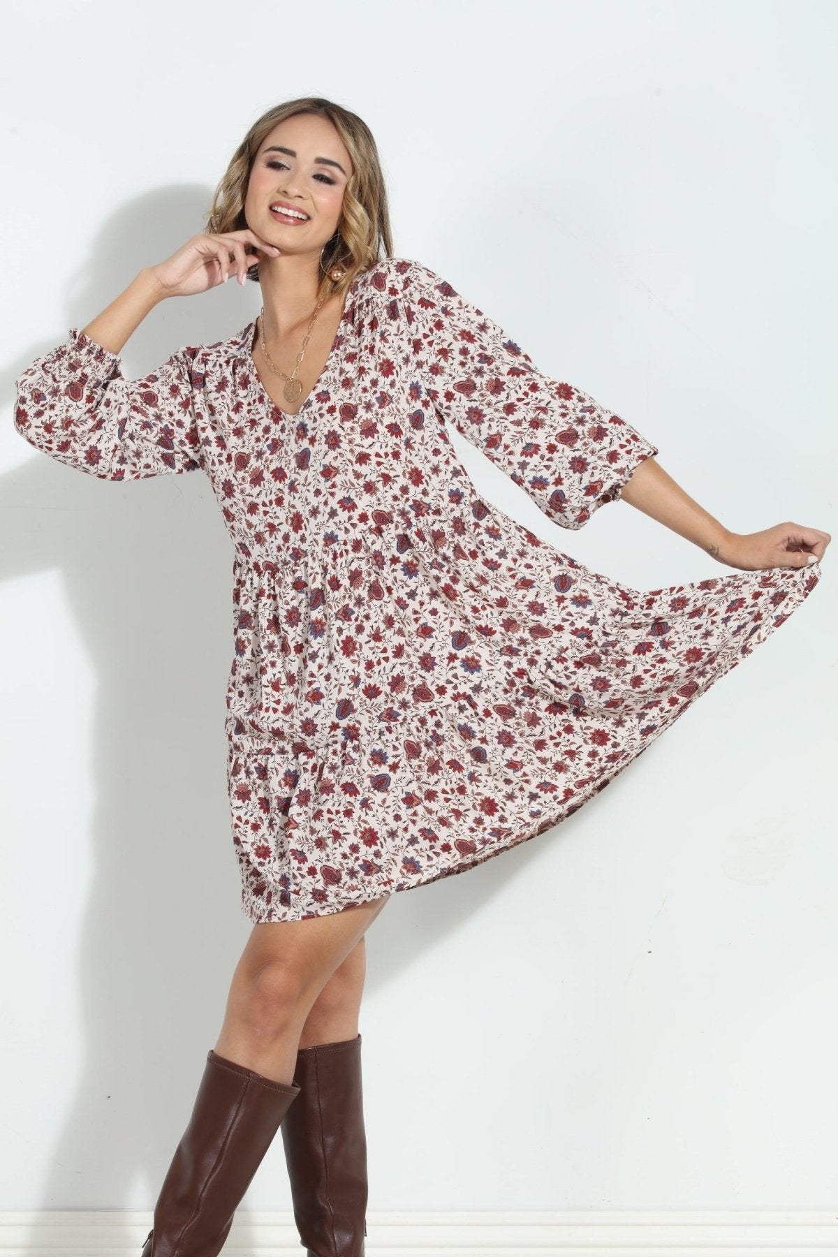 Fiori V Neck Tiered Dress - FINAL SALE