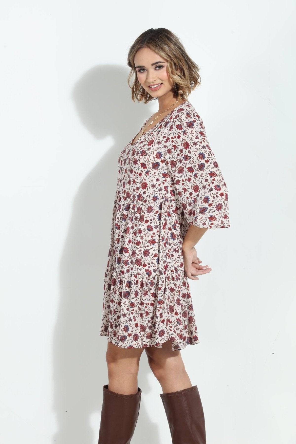 Fiori V Neck Tiered Dress - FINAL SALE