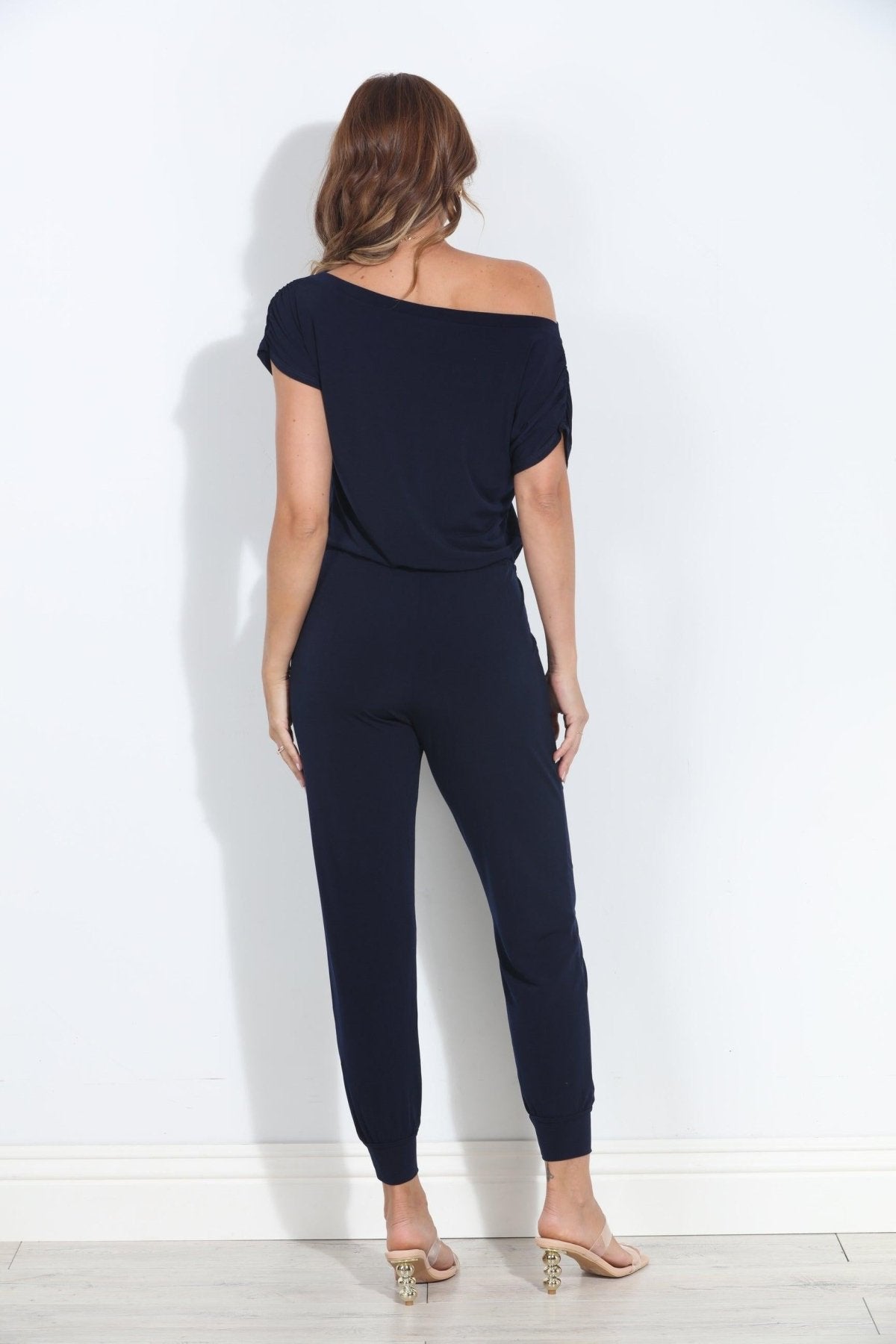 Navy ITY Off The Shoulder Jumpsuit-BEST SELLER