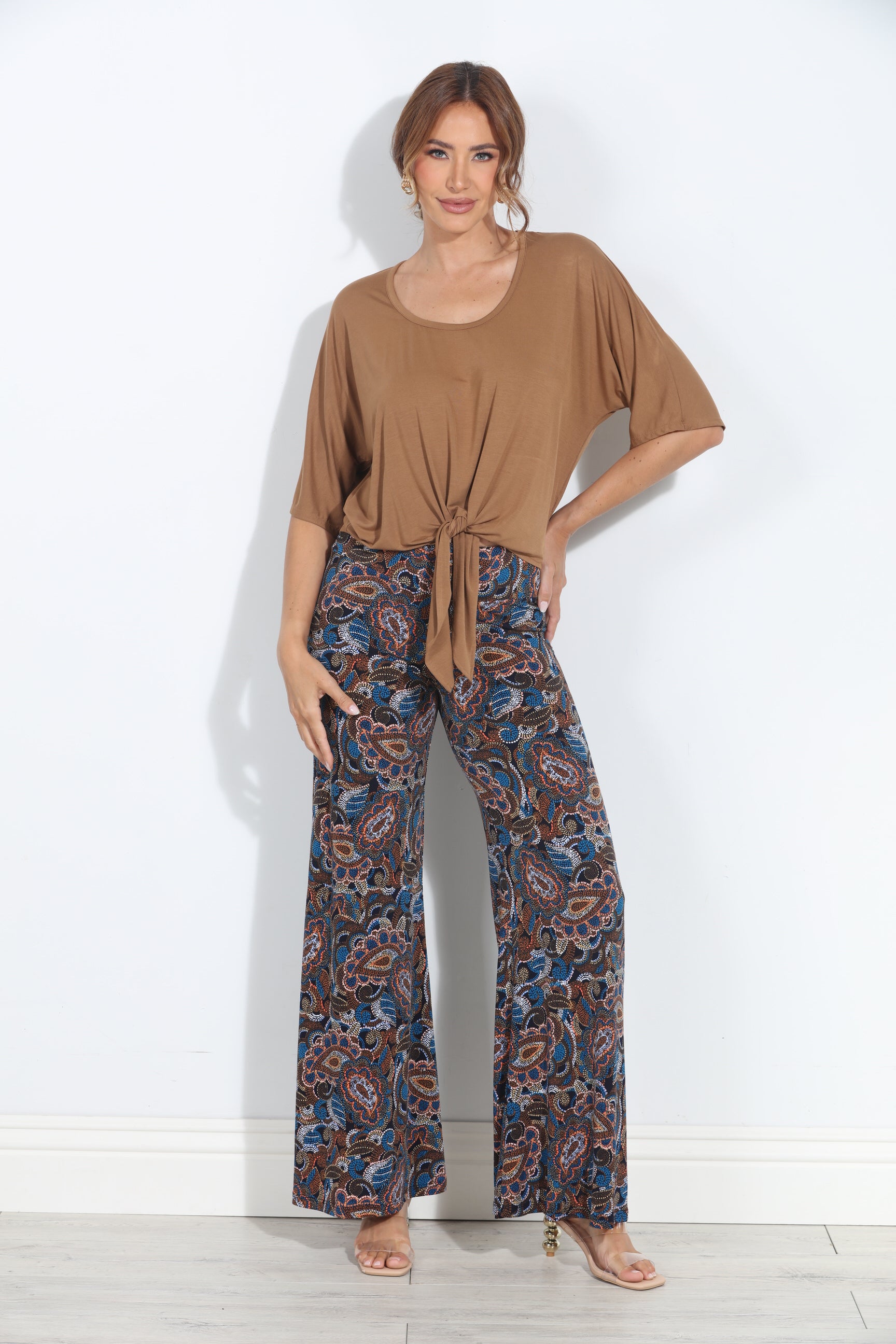 Camel Cupro Tie Tee-BEST SELLER
