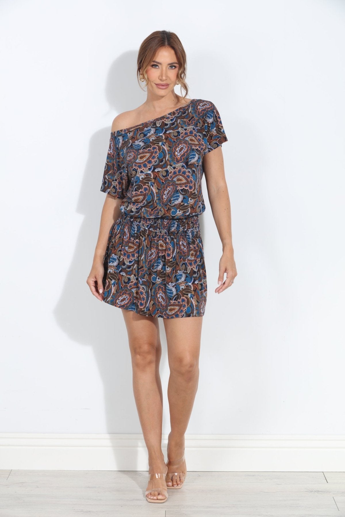 Indie Stretch Off The Shoulder Smocked Dress-BEST SELLER