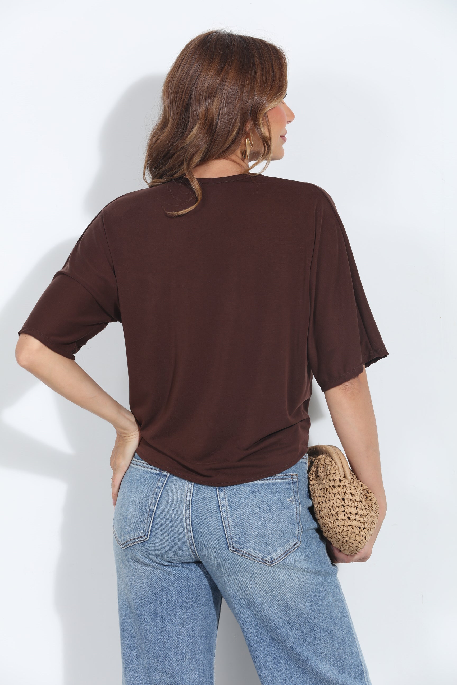 Cocoa Cupro Tie Tee-BEST SELLER