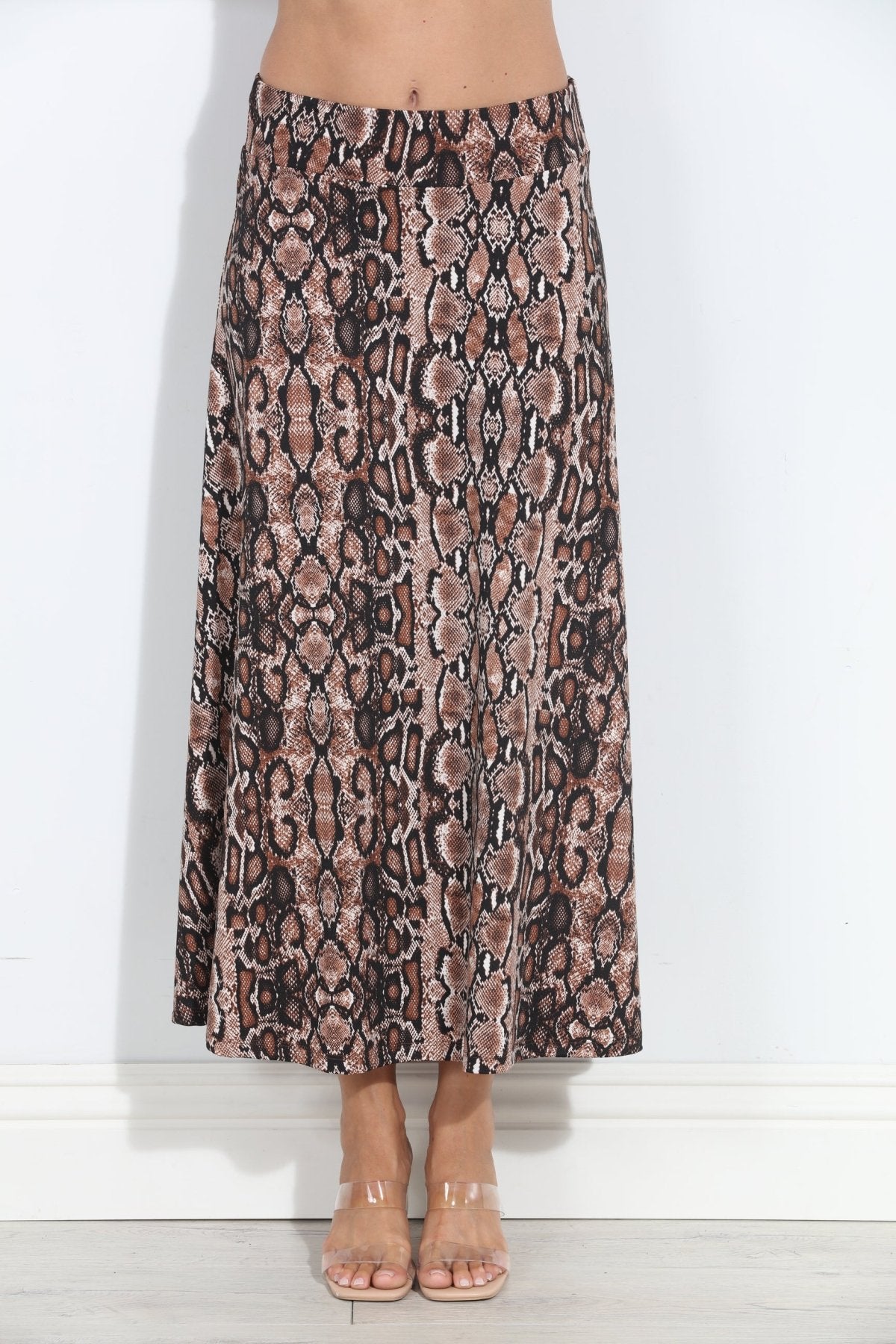 Valise Striped Stretch Midi Skirt