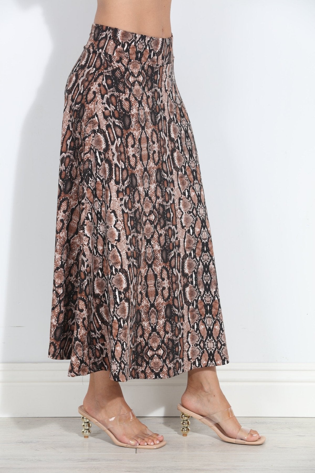 Valise Striped Stretch Midi Skirt