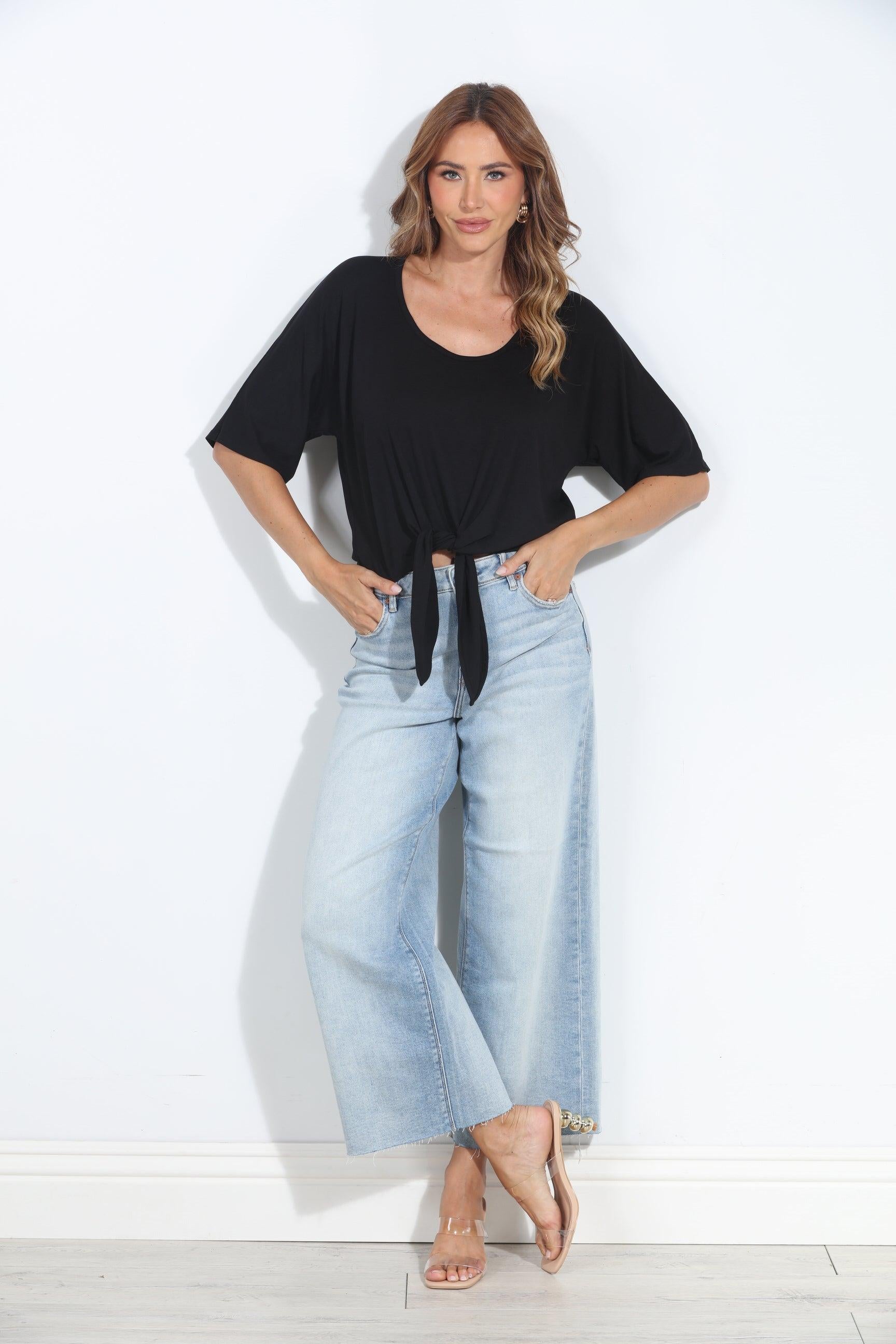 Black Cupro Tie Tee-BEST SELLER