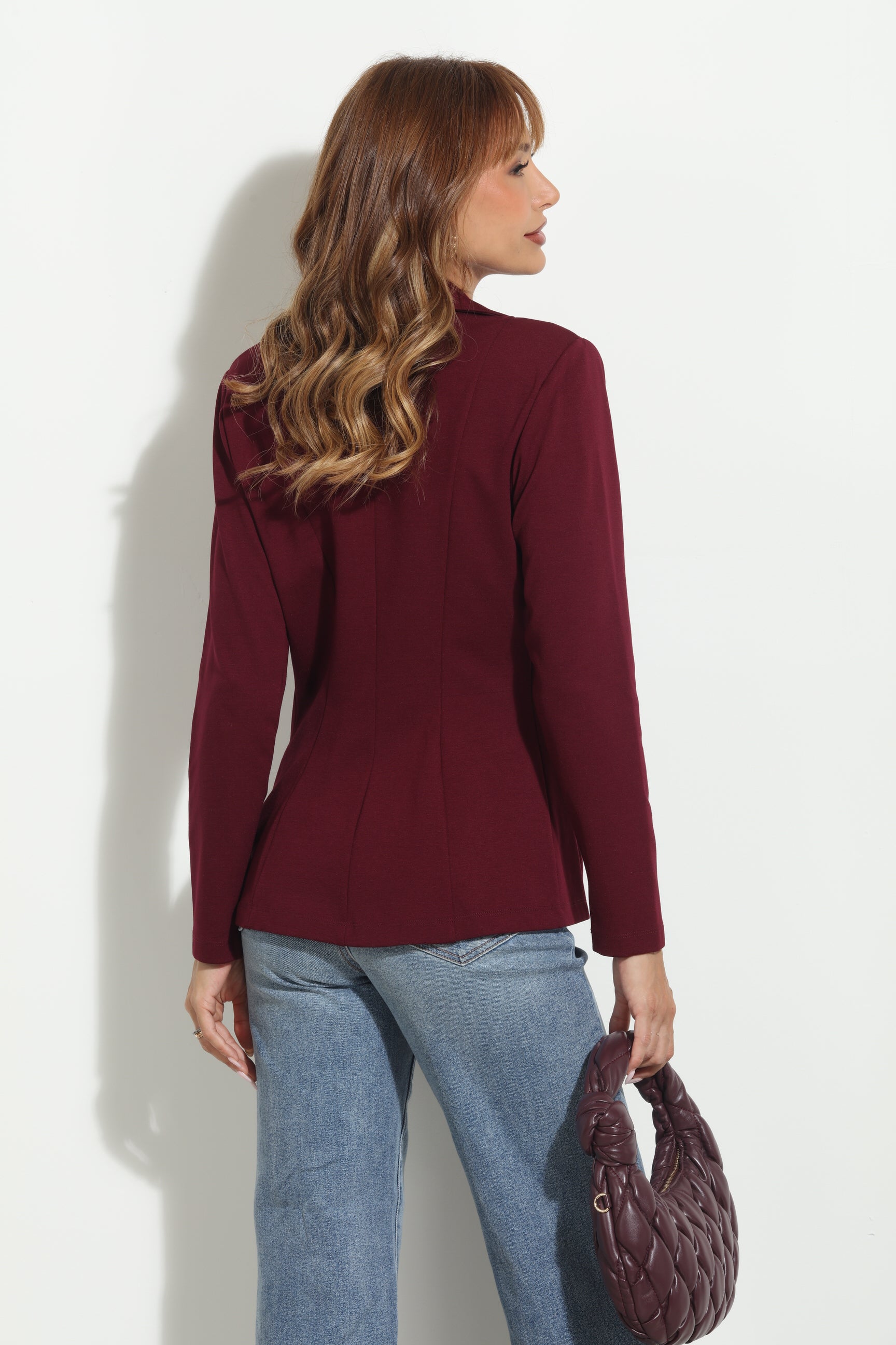 Wine Button Ponti Blazer