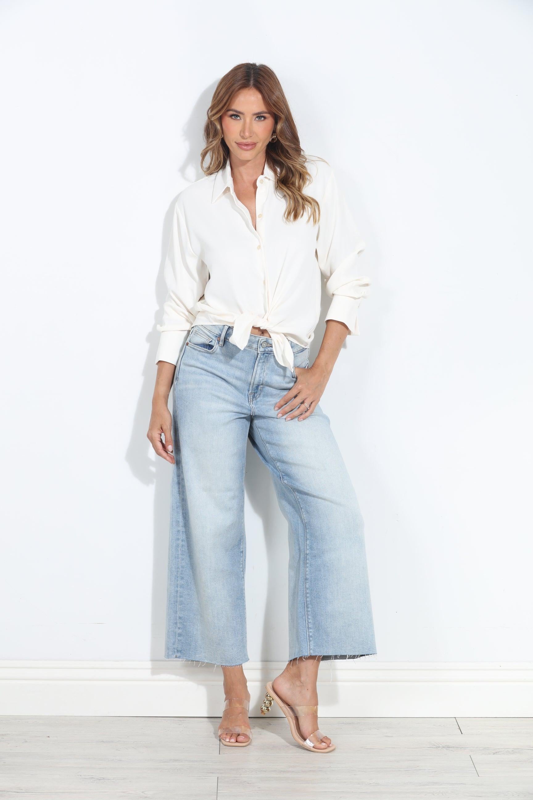 Ivory Politan Button Blouse-BEST SELLER