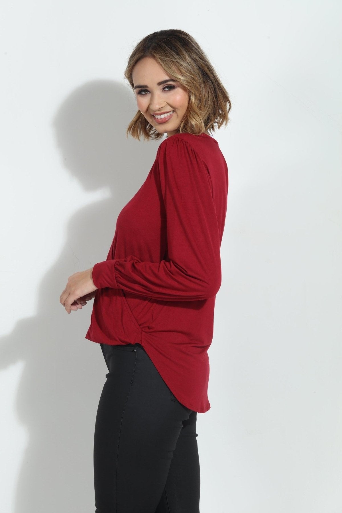 Cabernet Smocked Cupro Top-FINAL SALE