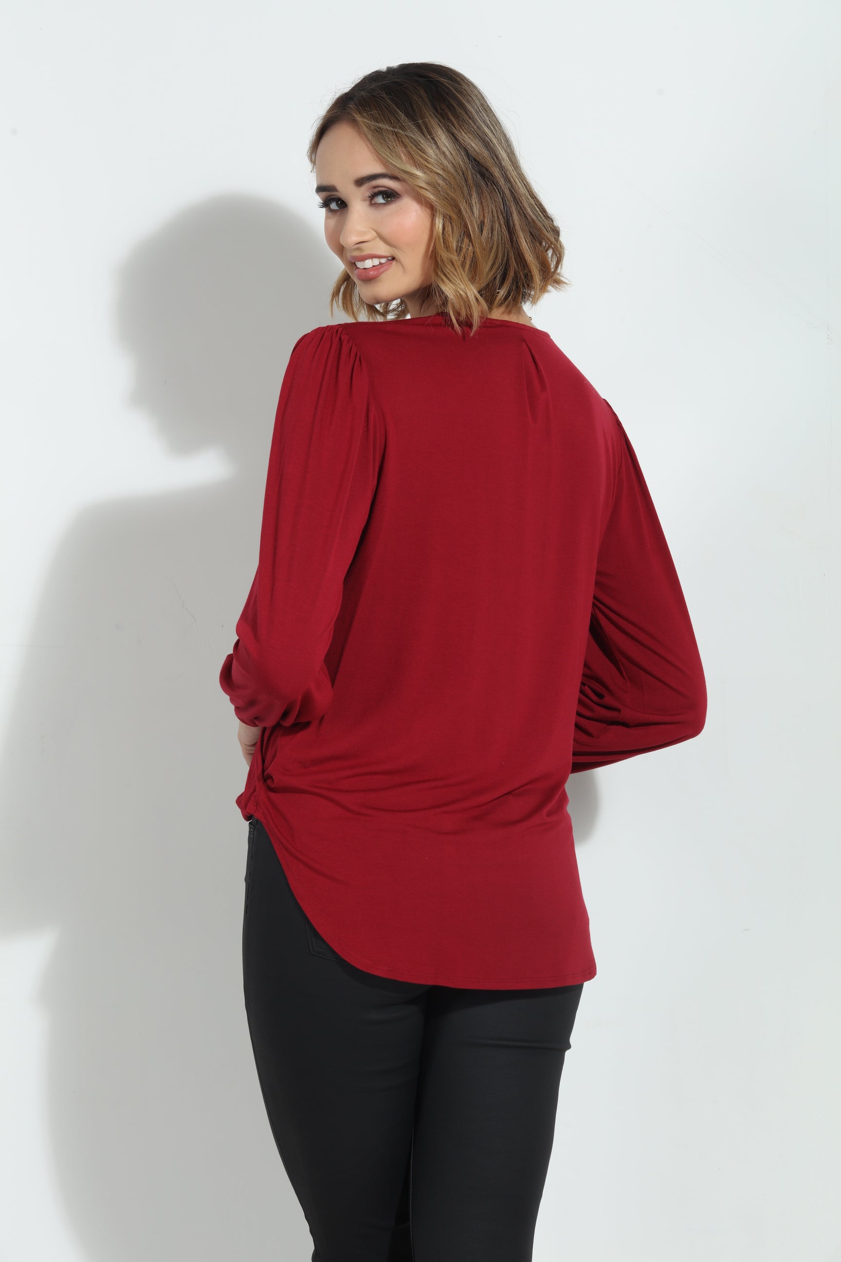 Cabernet Smocked Cupro Top