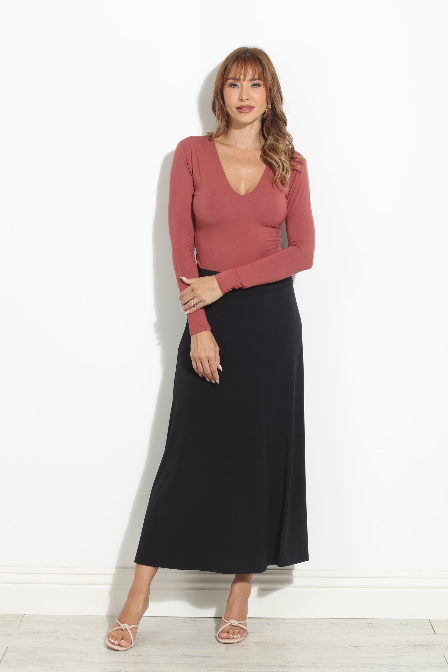 Marsala Lined V-Neck Top