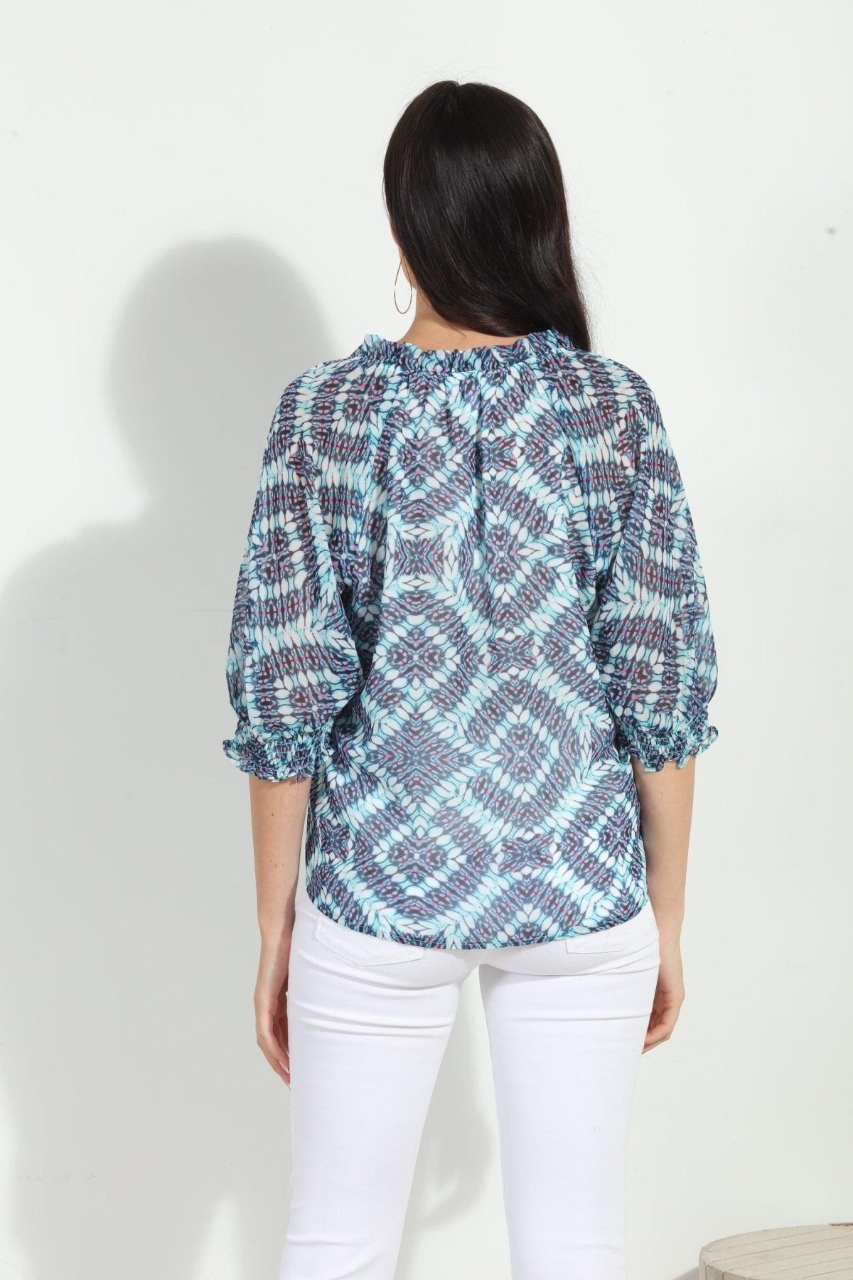 Odelle Split Neck Blouse-FINAL SALE