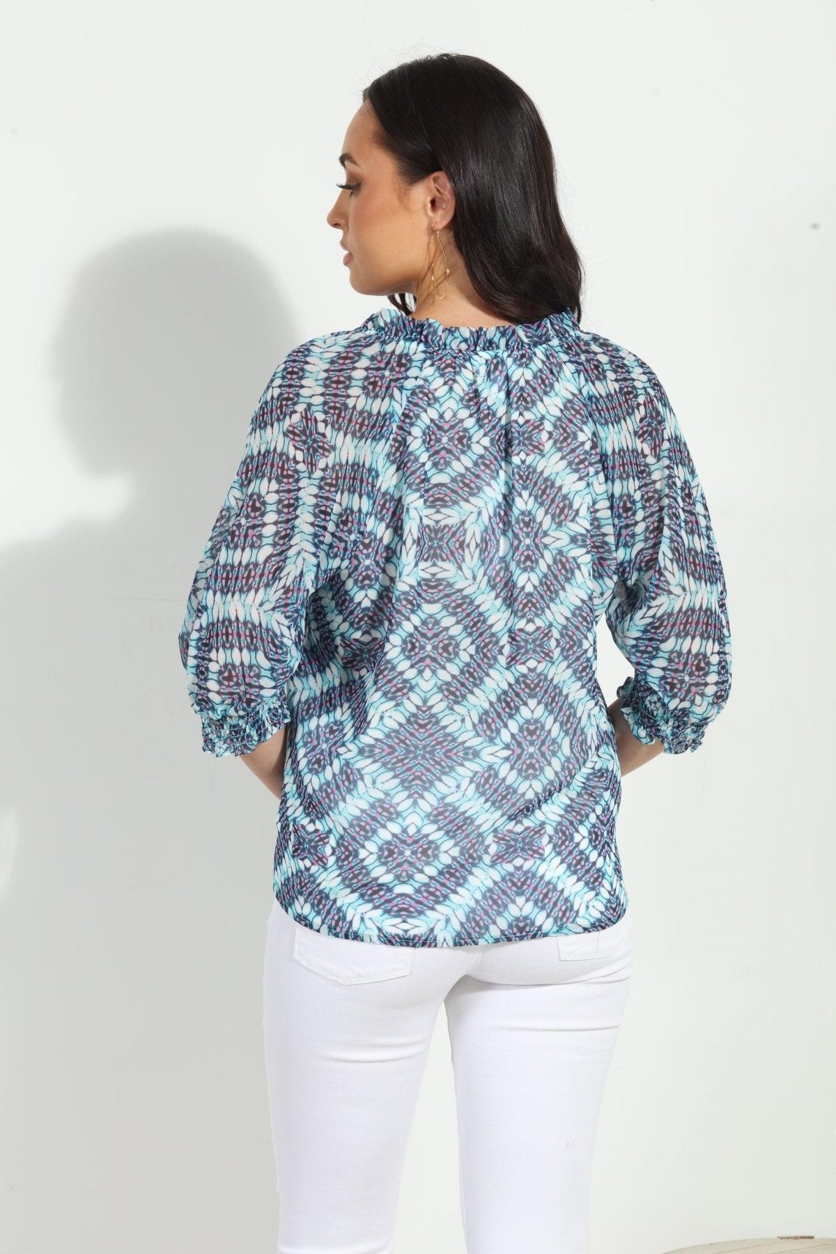 Odelle Split Neck Blouse-FINAL SALE