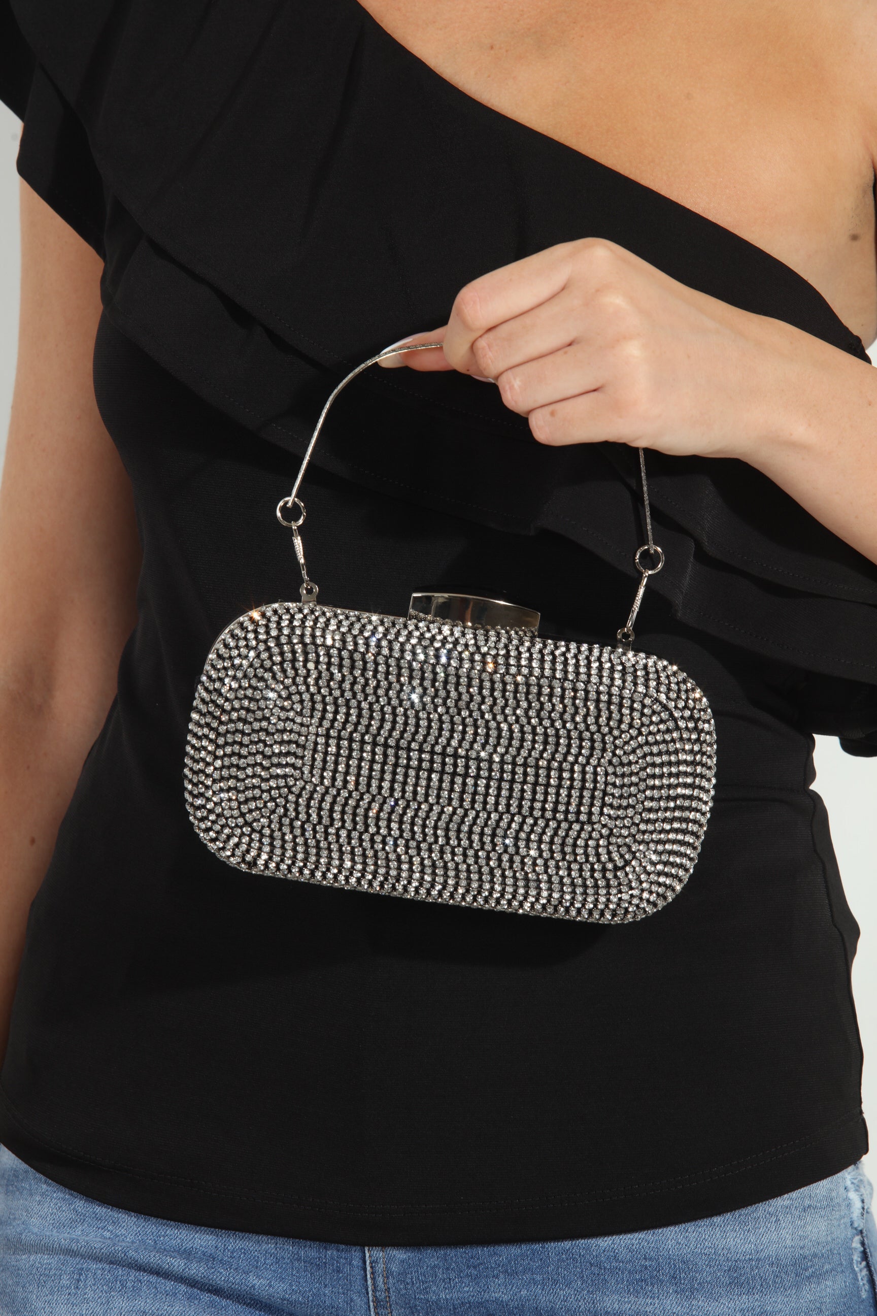 Julia Rhinestone Clutch- Black