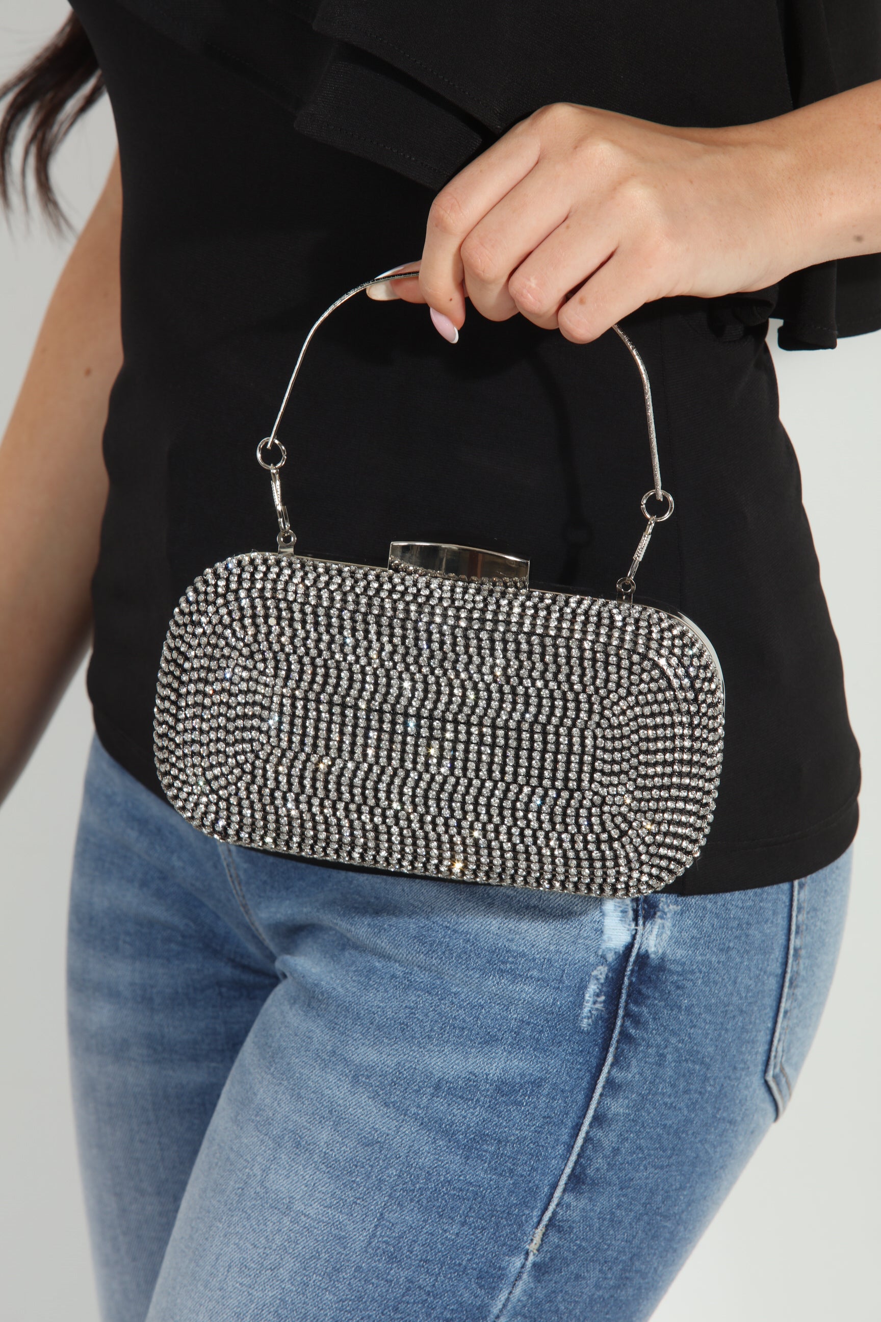 Julia Rhinestone Clutch- Black