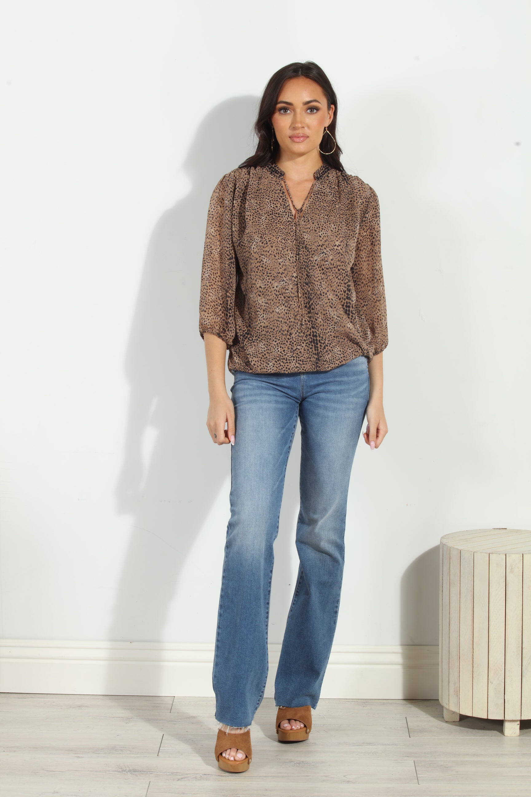 Carmelo 3/4 Sleeve Surplice Blouse-BEST SELLER