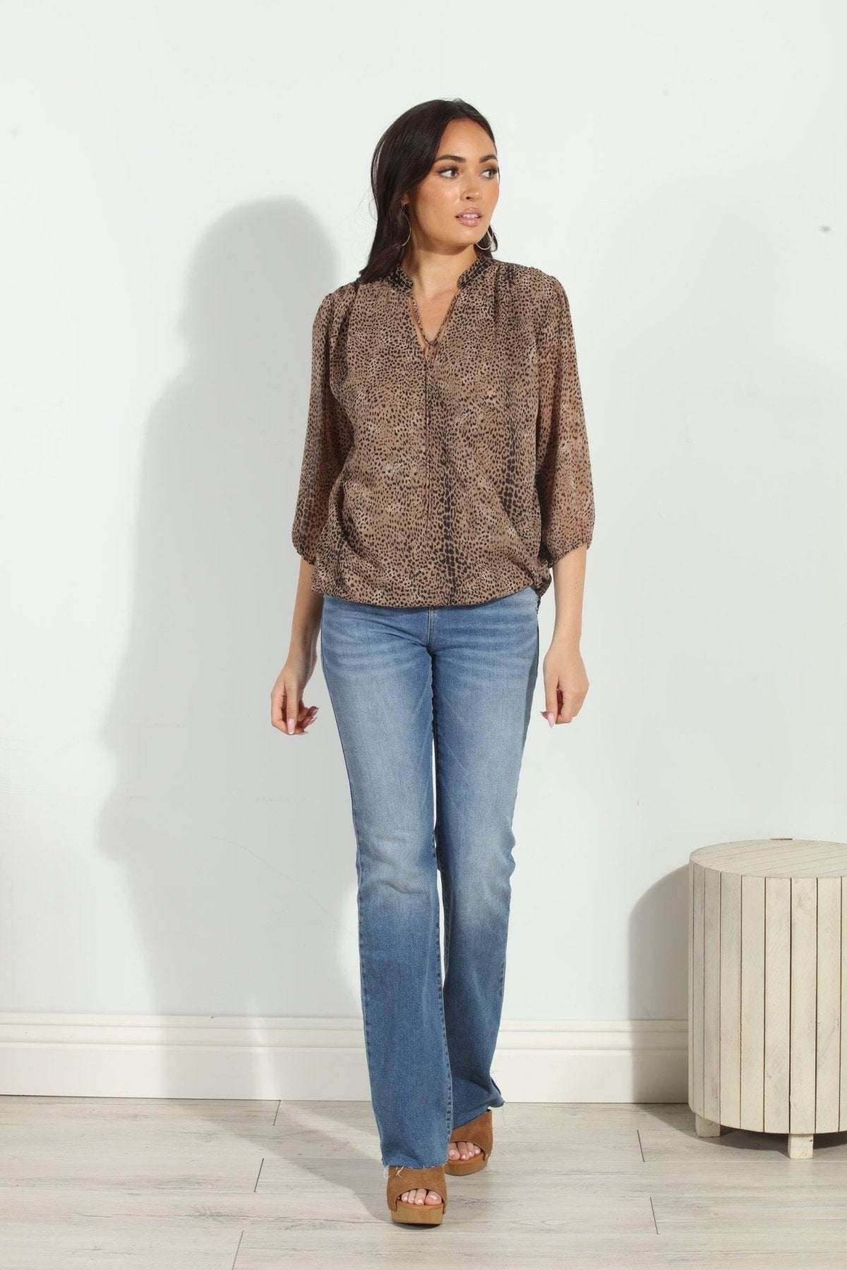 Carmelo 3/4 Sleeve Surplice Blouse-BEST SELLER