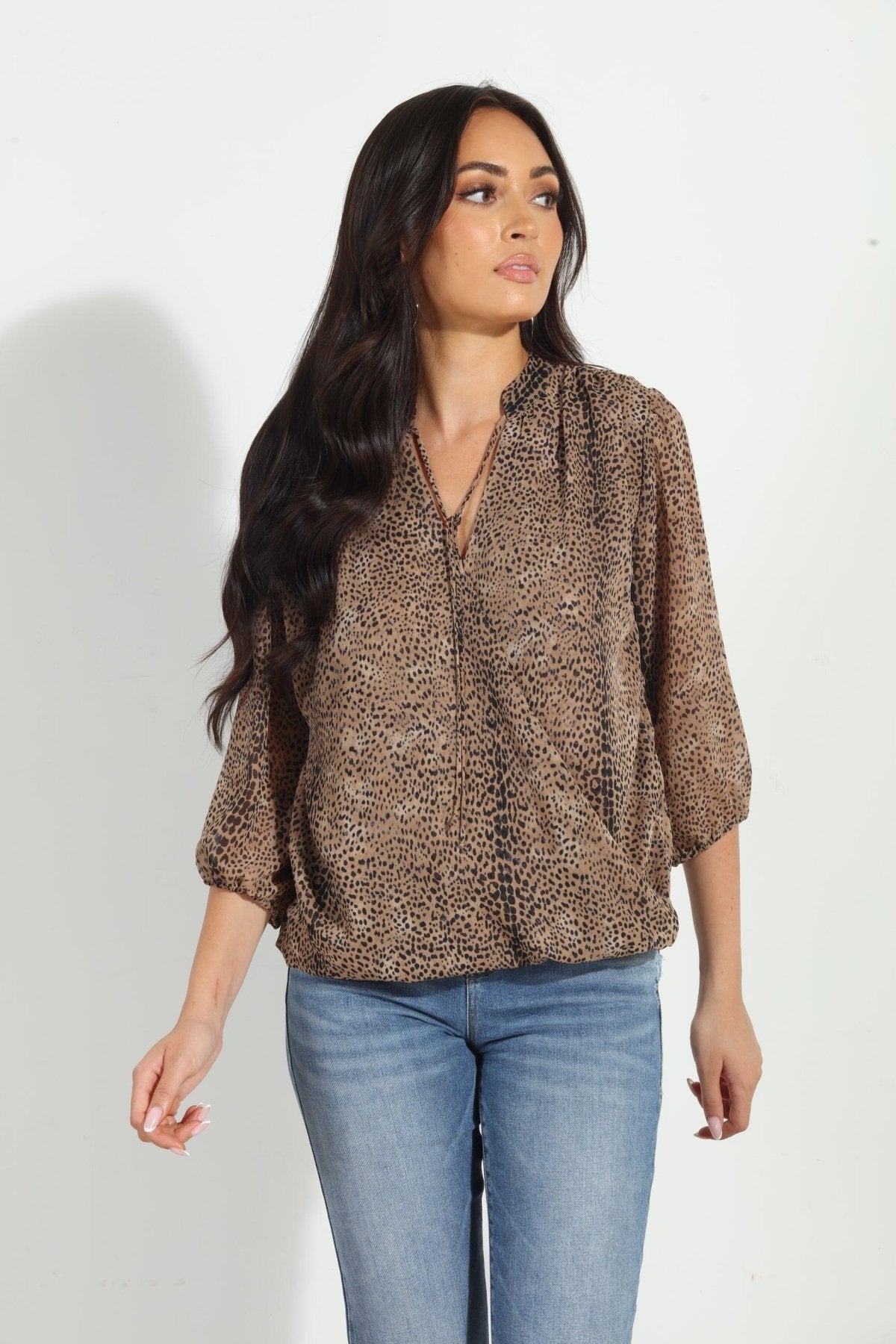 Carmelo 3/4 Sleeve Surplice Blouse-BEST SELLER