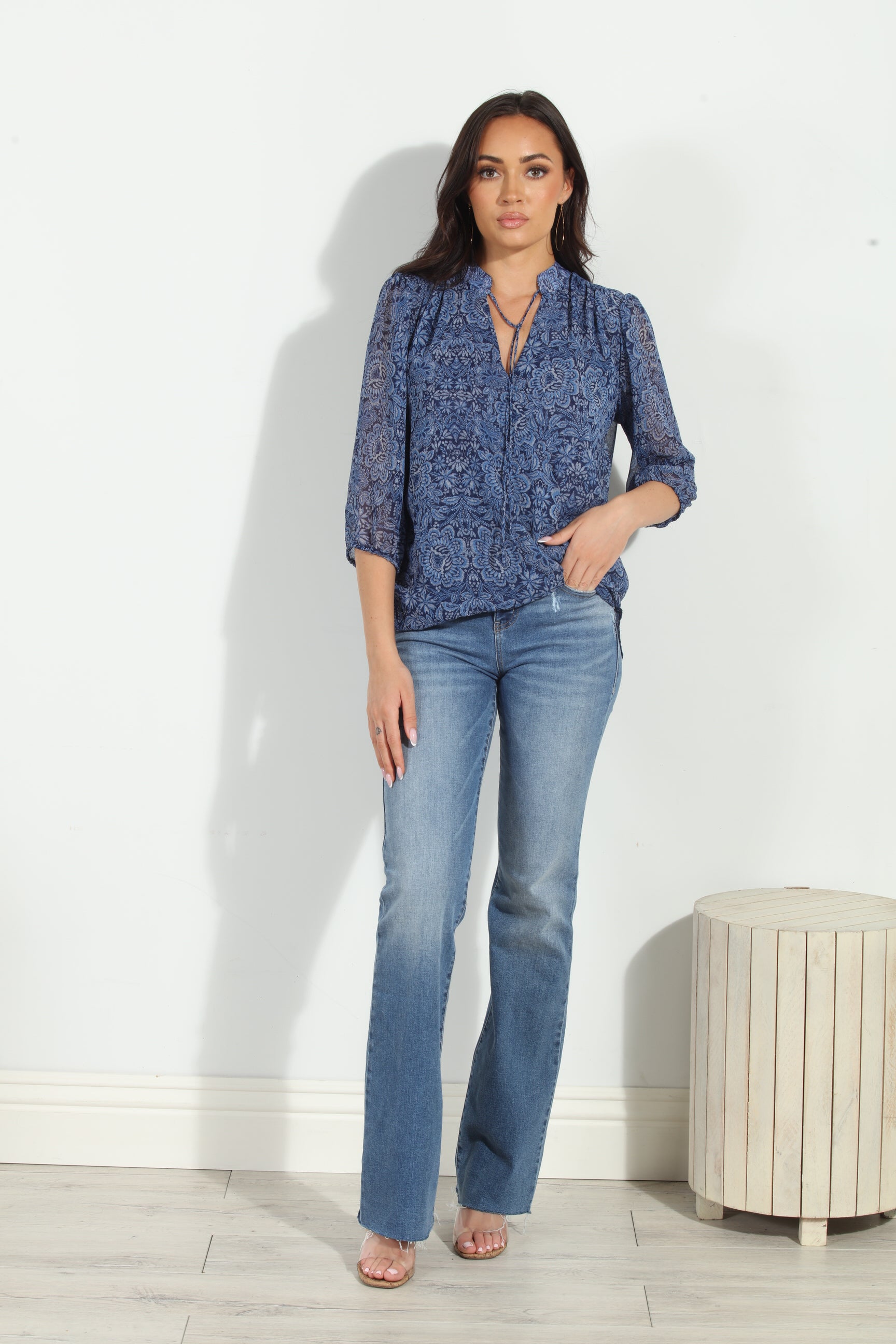 Willa 3/4 Sleeve Surplice Blouse-FINAL SALE
