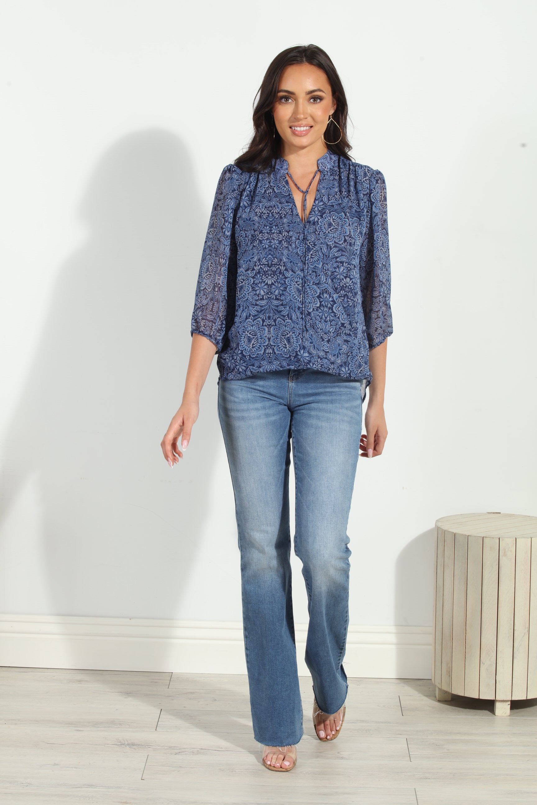 Willa 3/4 Sleeve Surplice Blouse-FINAL SALE