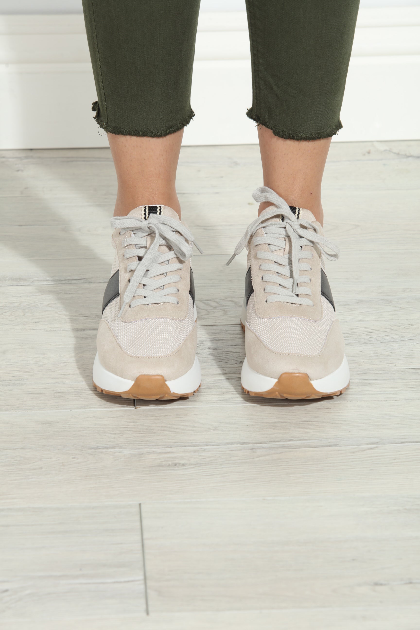 Serafina Sand Suede Color Block Sneakers-V’s FAVORITE