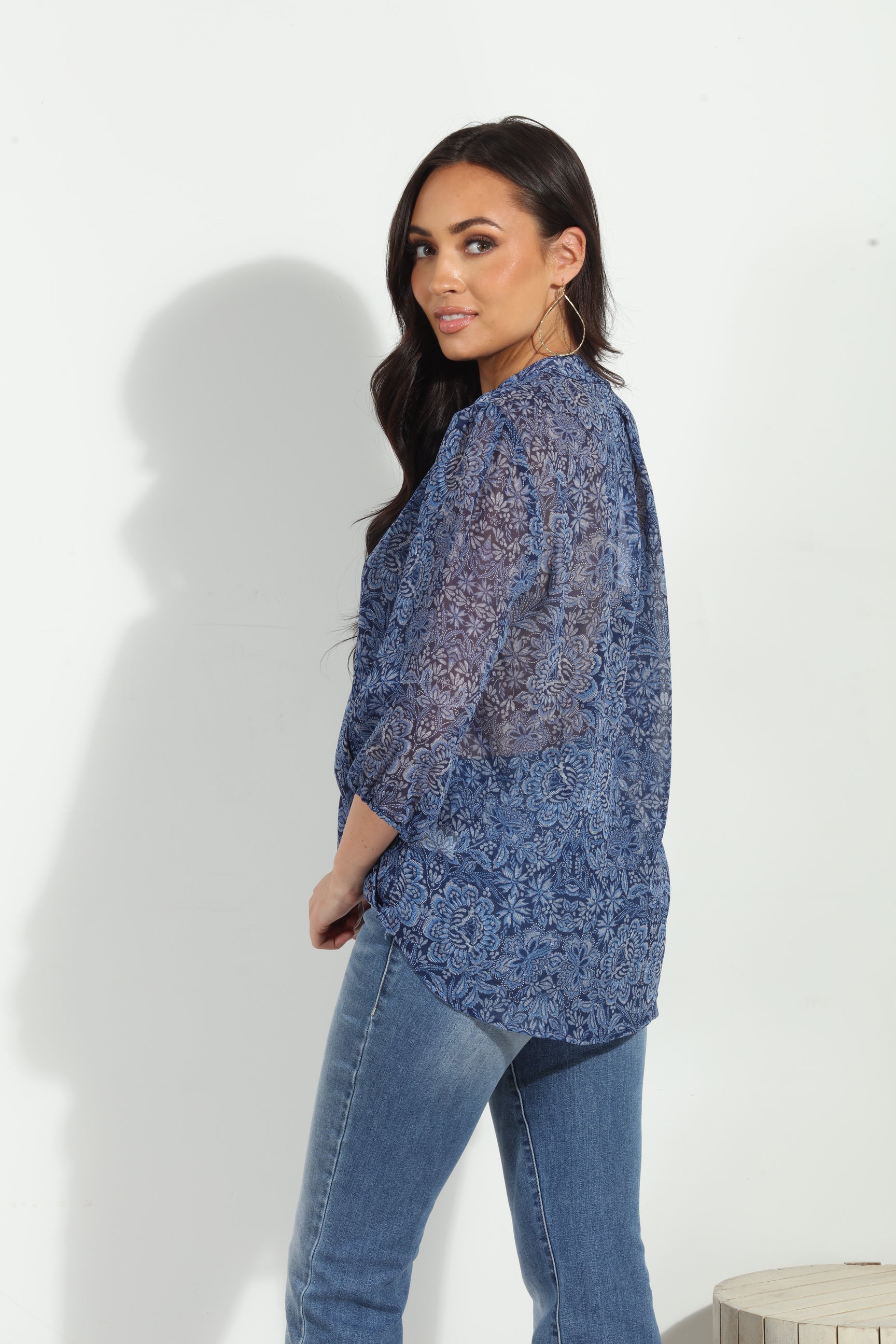 Willa 3/4 Sleeve Surplice Blouse-FINAL SALE